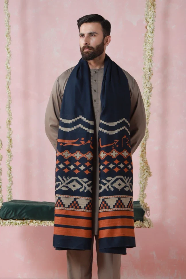 Aghaaz Weaved Shawl - Blue