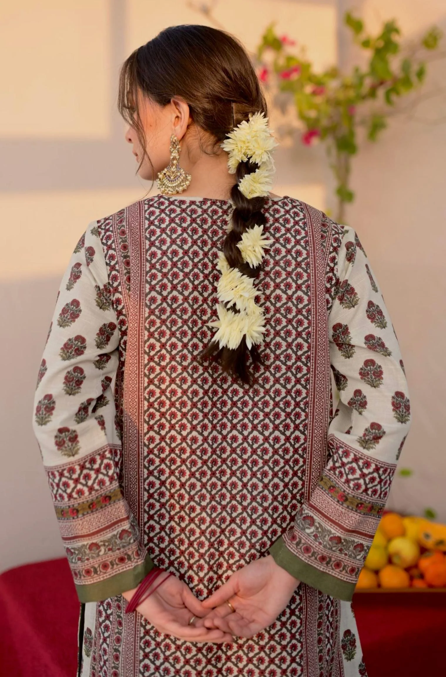 Arzoo Co-ord Set - Off White & Maroon - Image 5