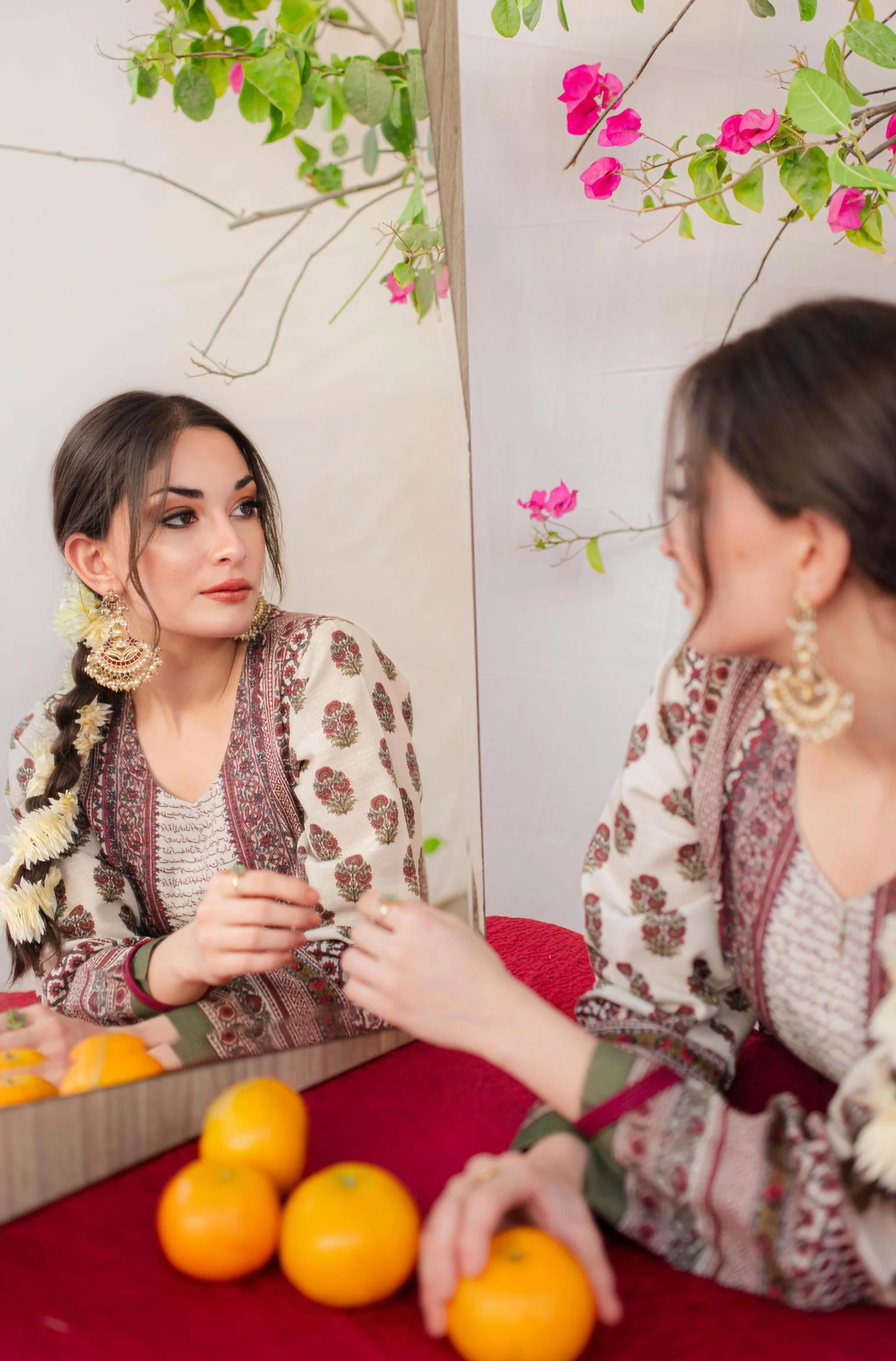 Arzoo Co-ord Set - Off White & Maroon - Image 7