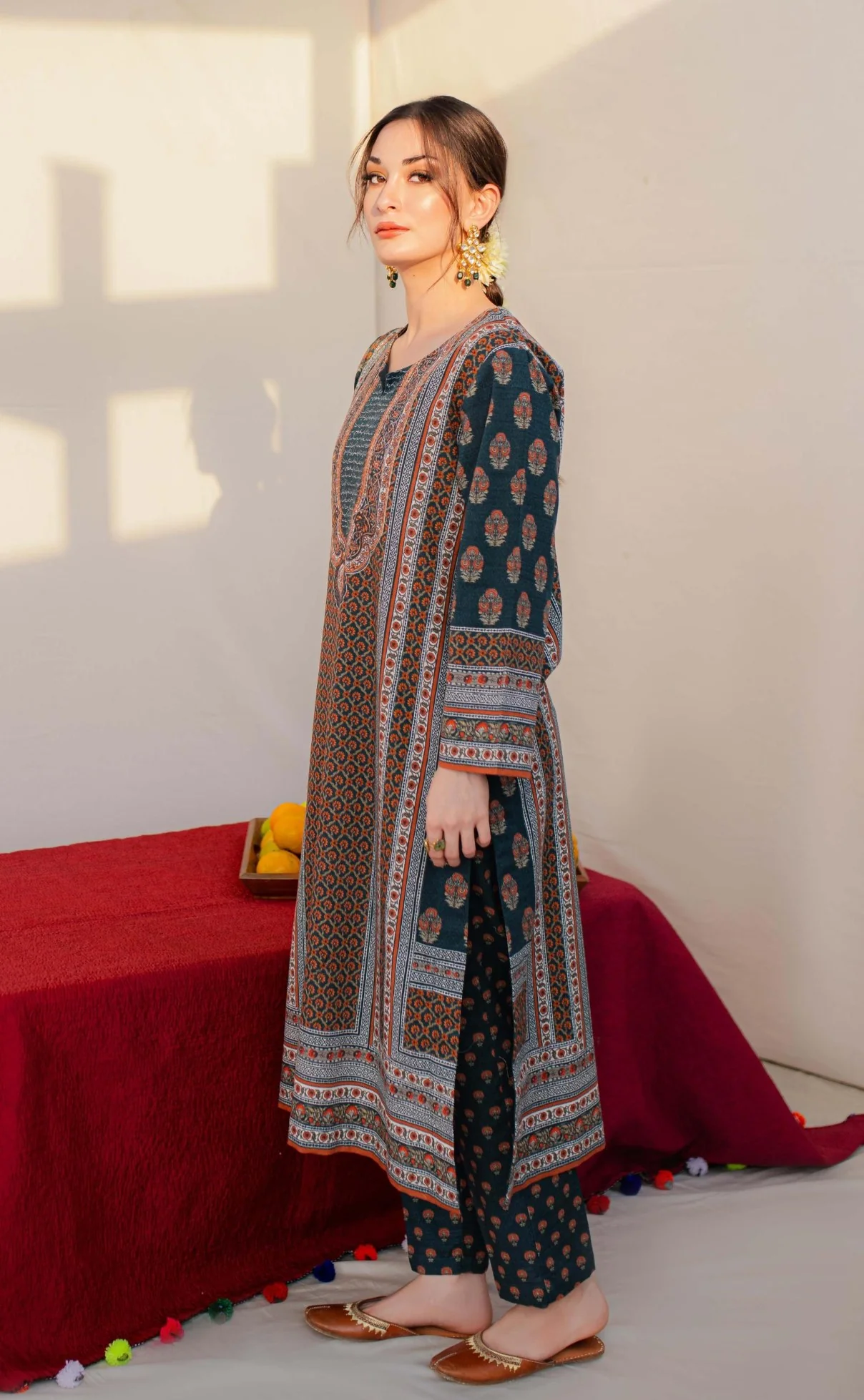 Arzoo Co-ord Set - Teal & Orange - Image 2