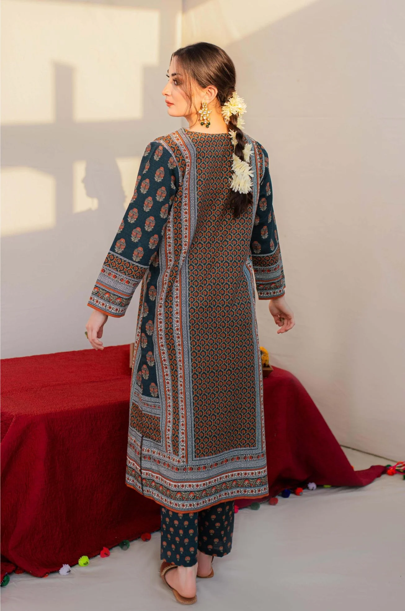 Arzoo Co-ord Set - Teal & Orange - Image 3