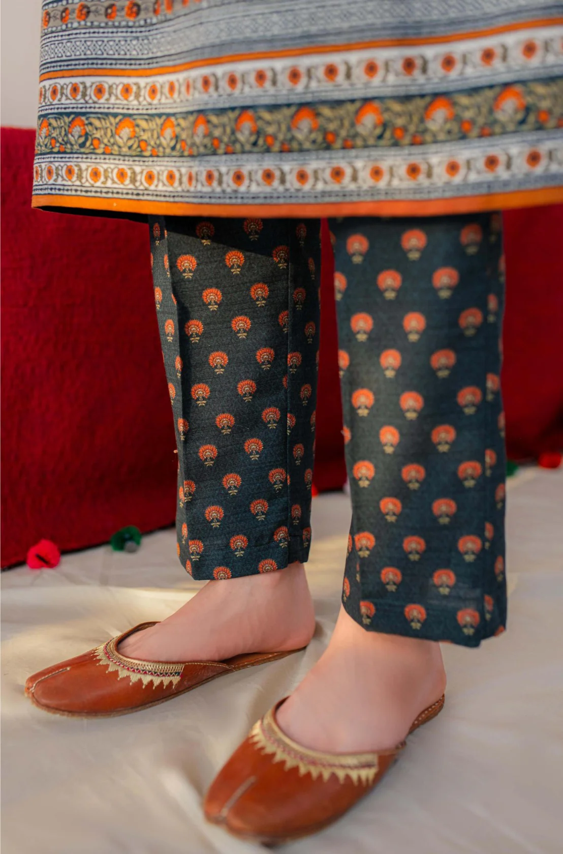 Arzoo Co-ord Set - Teal & Orange - Image 5