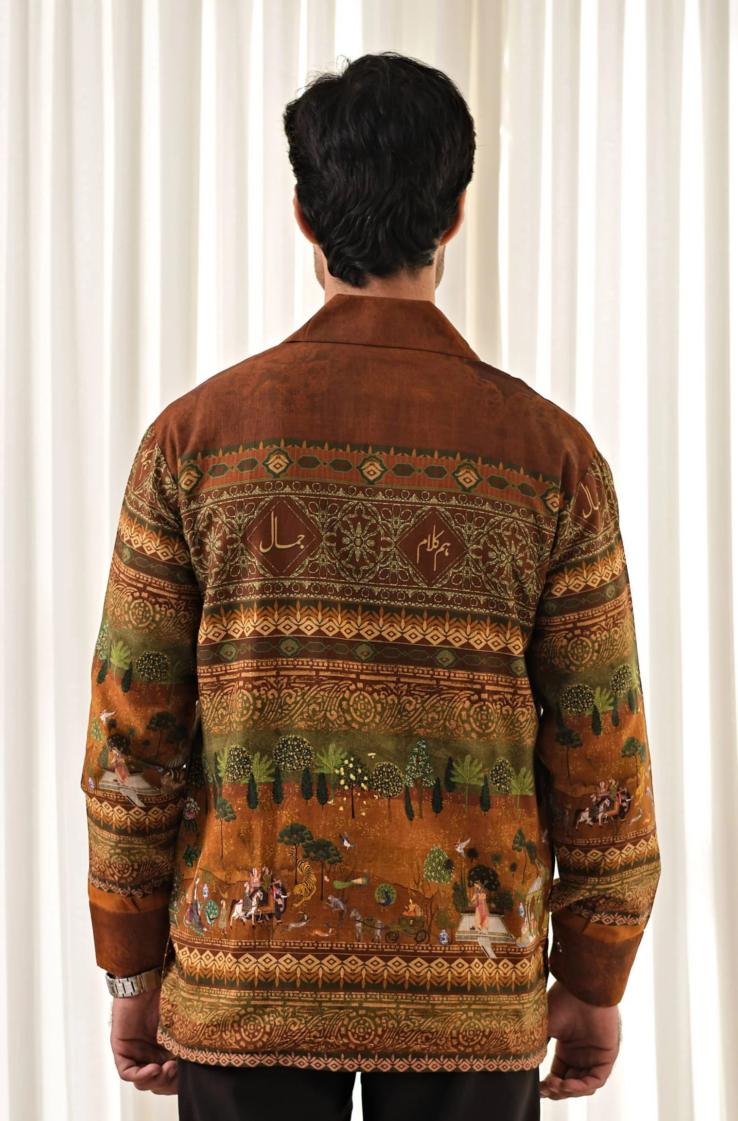 Bagh-e-Mughal Overshirt - Brown & Green - Image 4