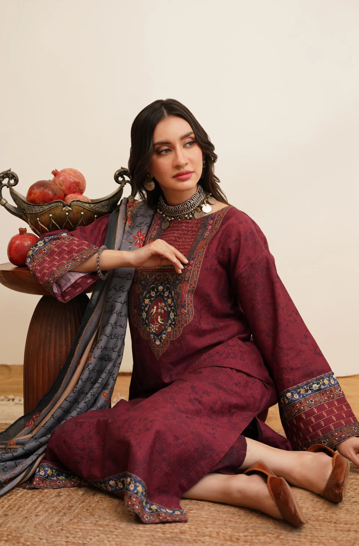 Bulbul Co-Ord Set - Maroon - Image 6