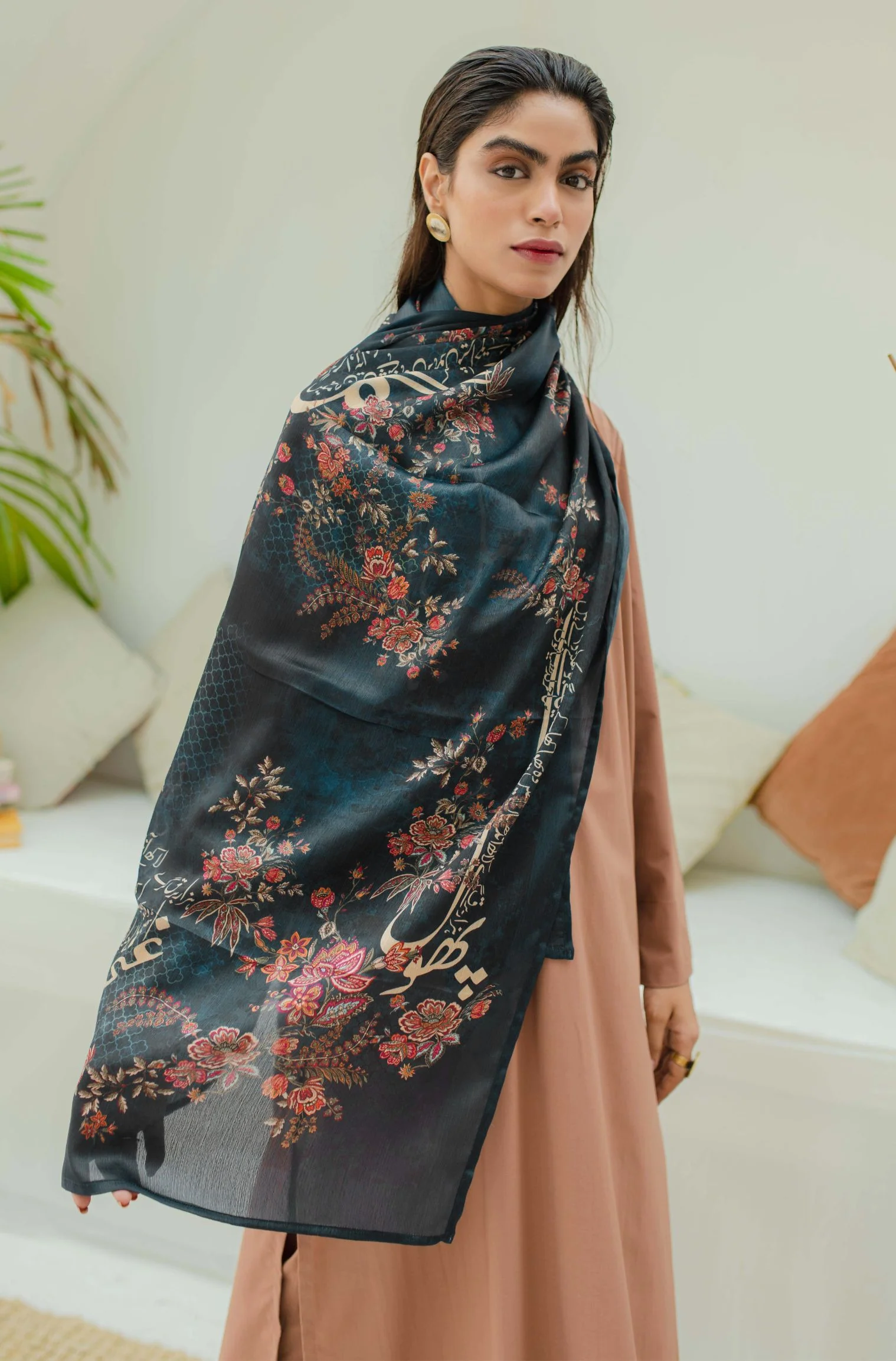 Chaman Scarf - Teal Black