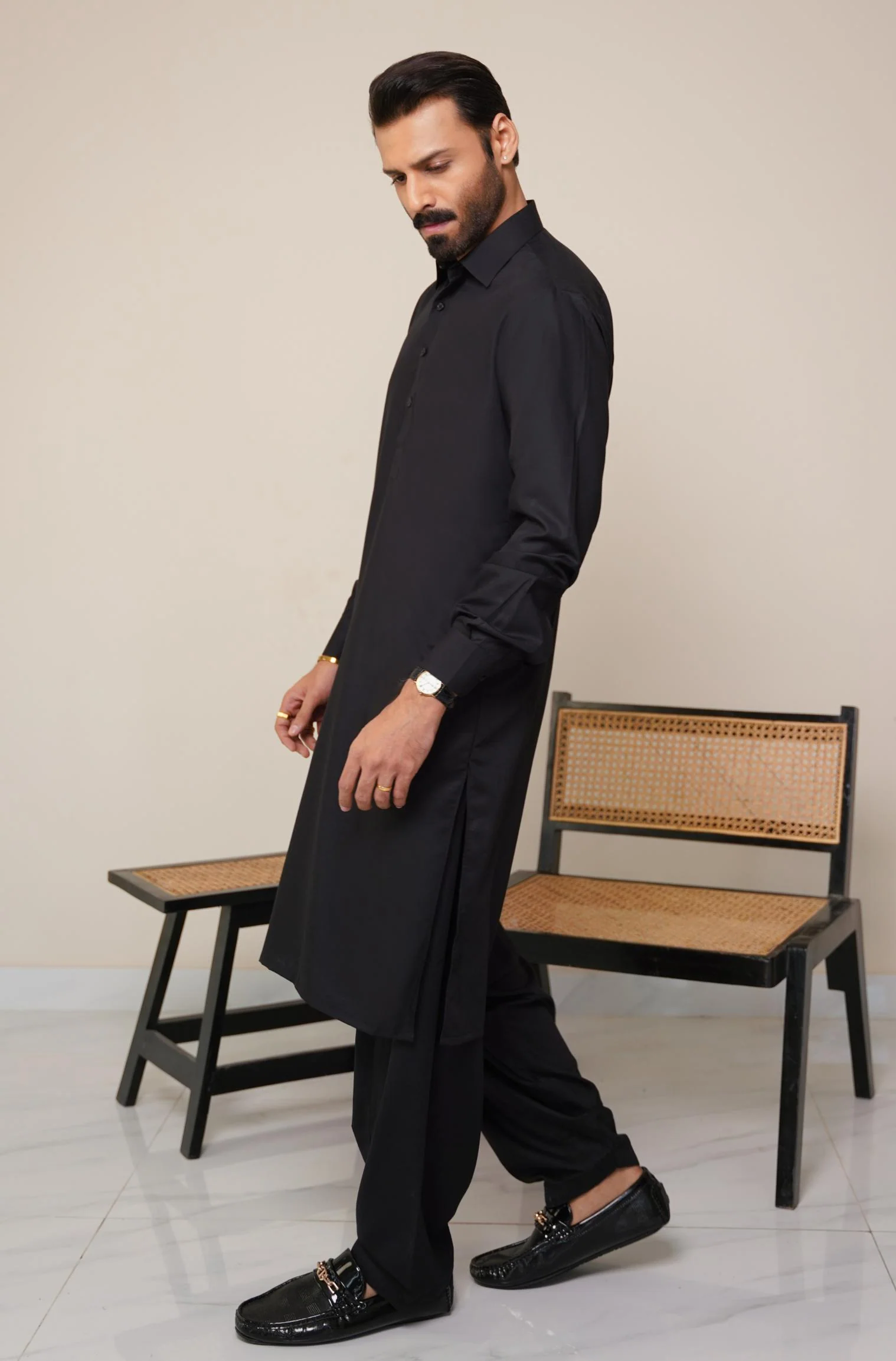 Classic Kameez Shalwar - Jet Black (Men) - Image 5