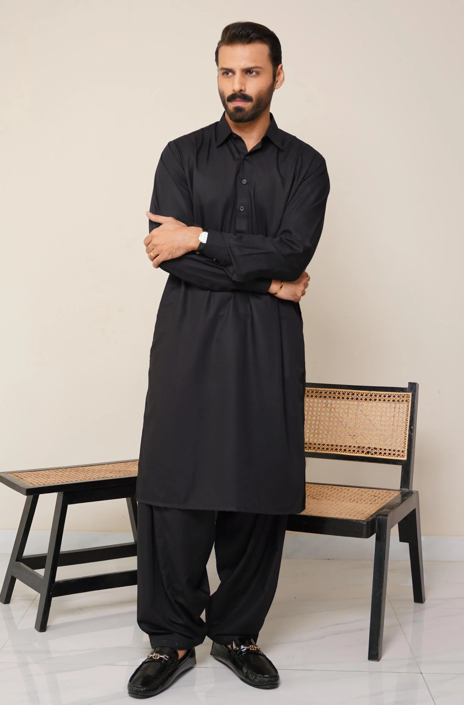 Classic Kameez Shalwar - Jet Black (Men) - Image 6