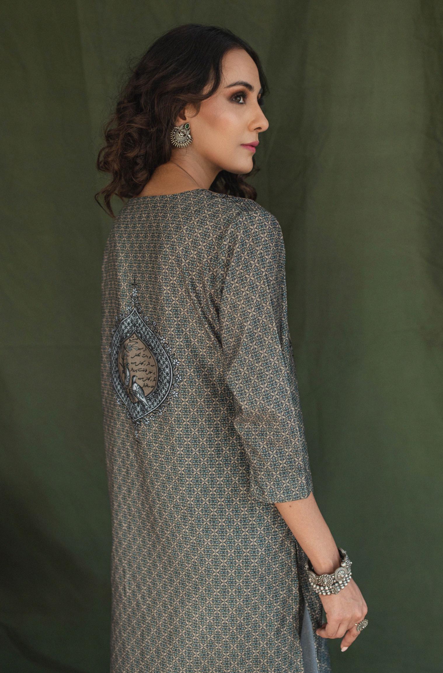 Elora Velvet Co-ord Set - Earthy Green - Image 3
