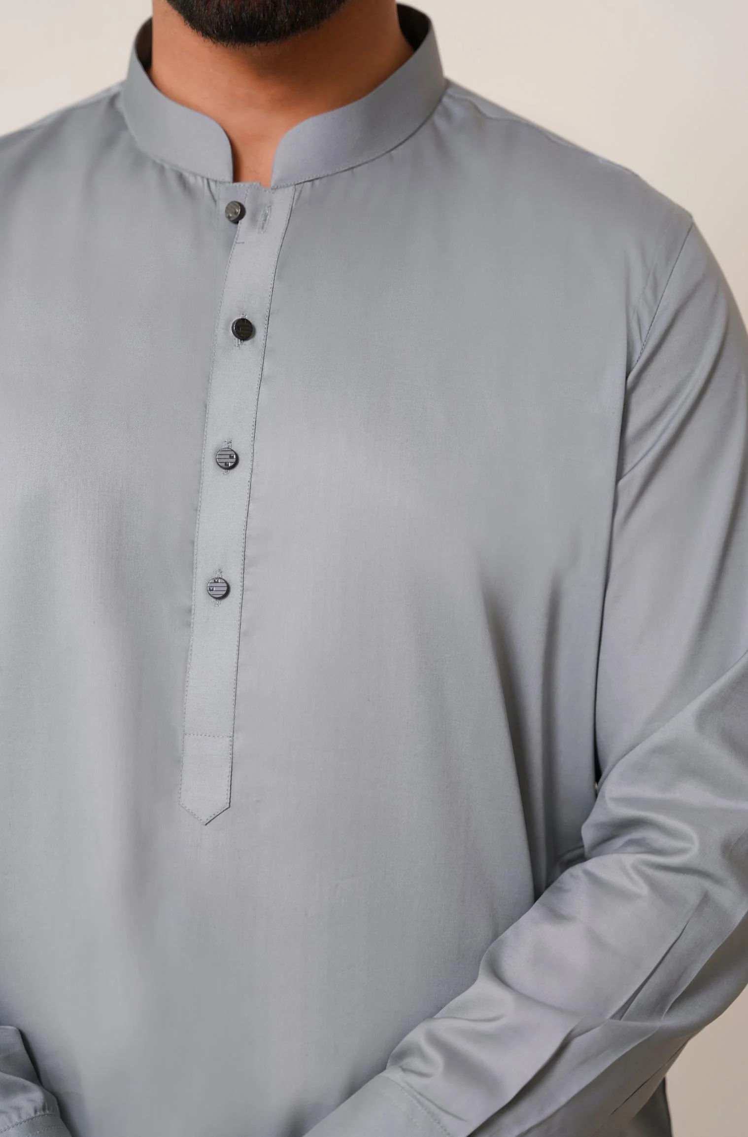 Cotton Kameez Shalwar - Grey (Men) - Image 7