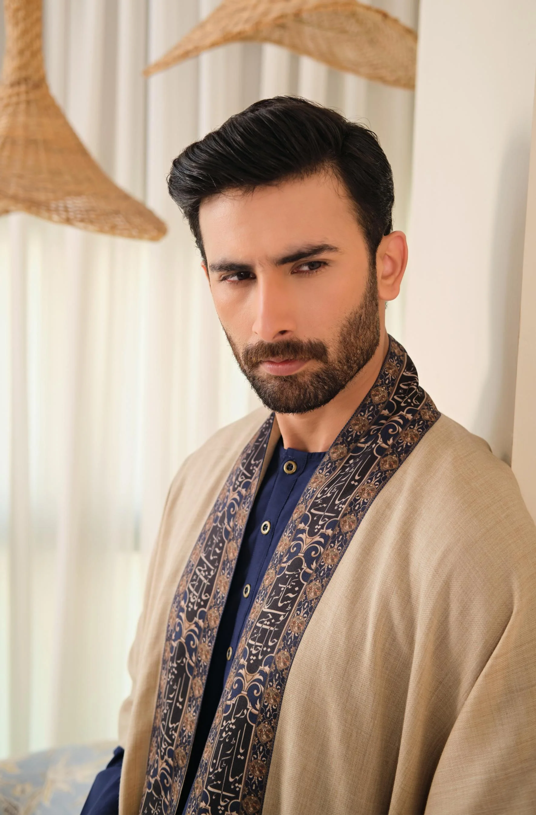 Dariya Cape - Beige & Blue - Image 5