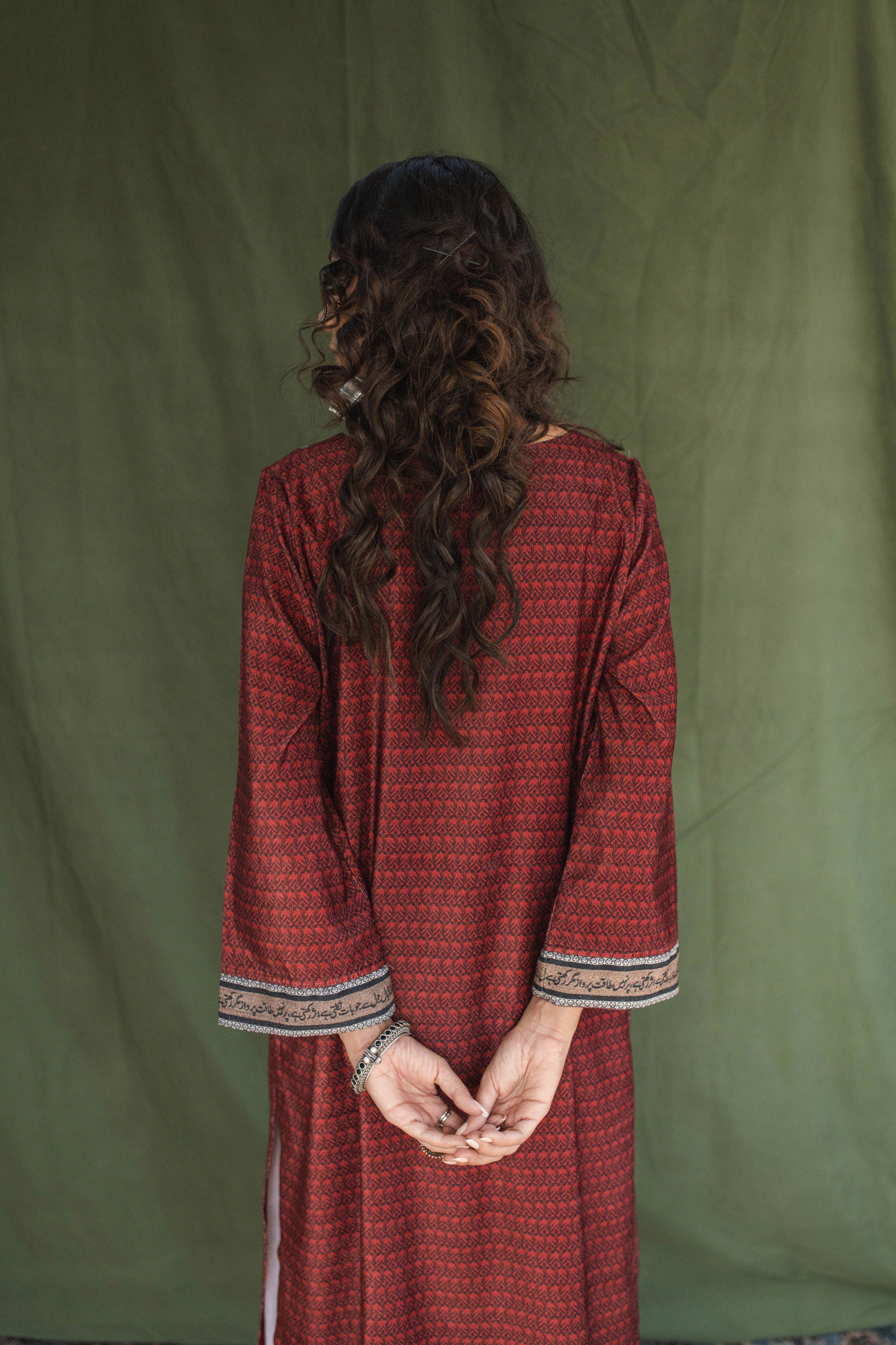 Esra Velvet Co-ord Set - Maroon - Image 3