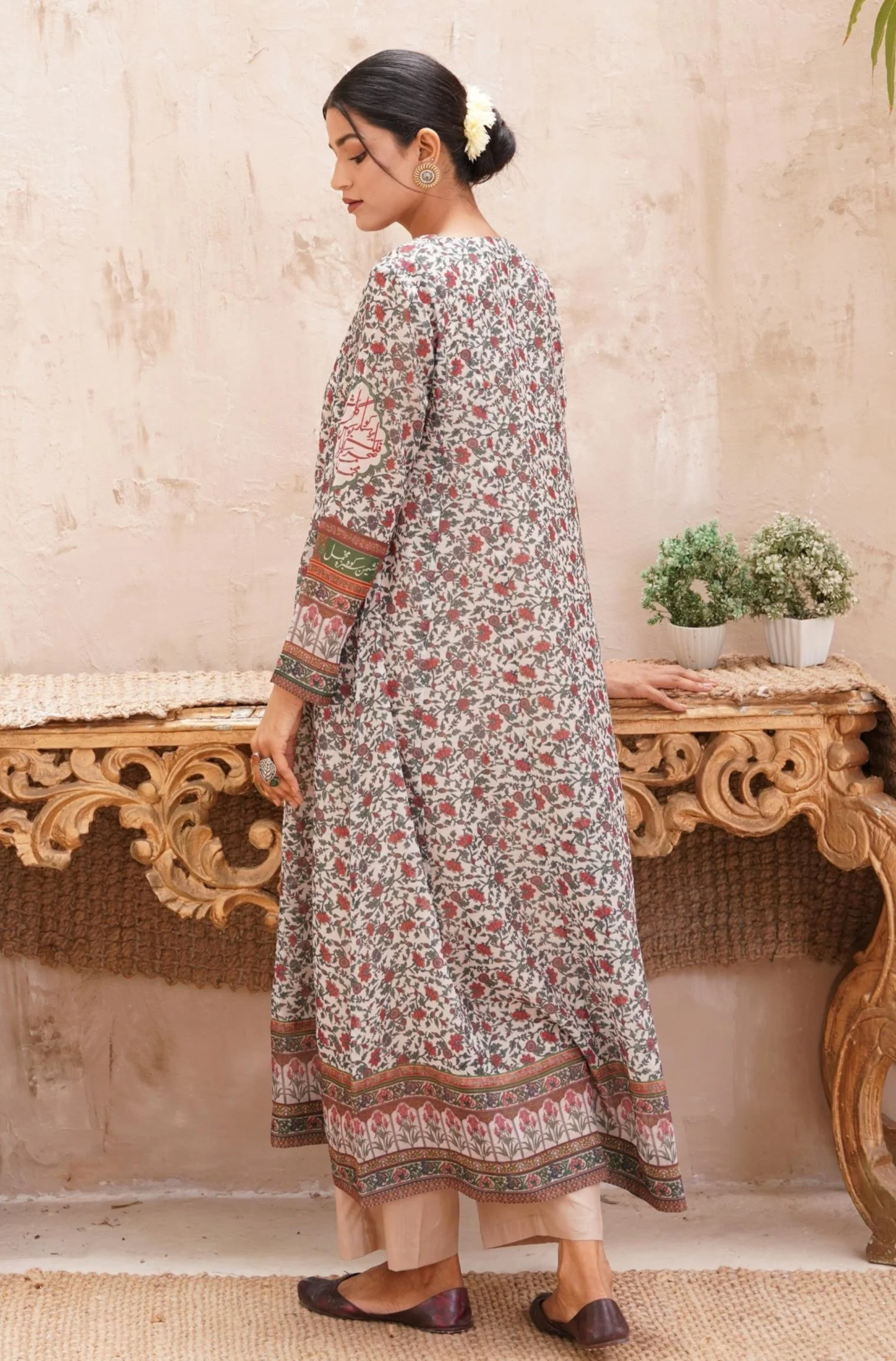 Fitrat Flared Anarkali - Green - Image 3