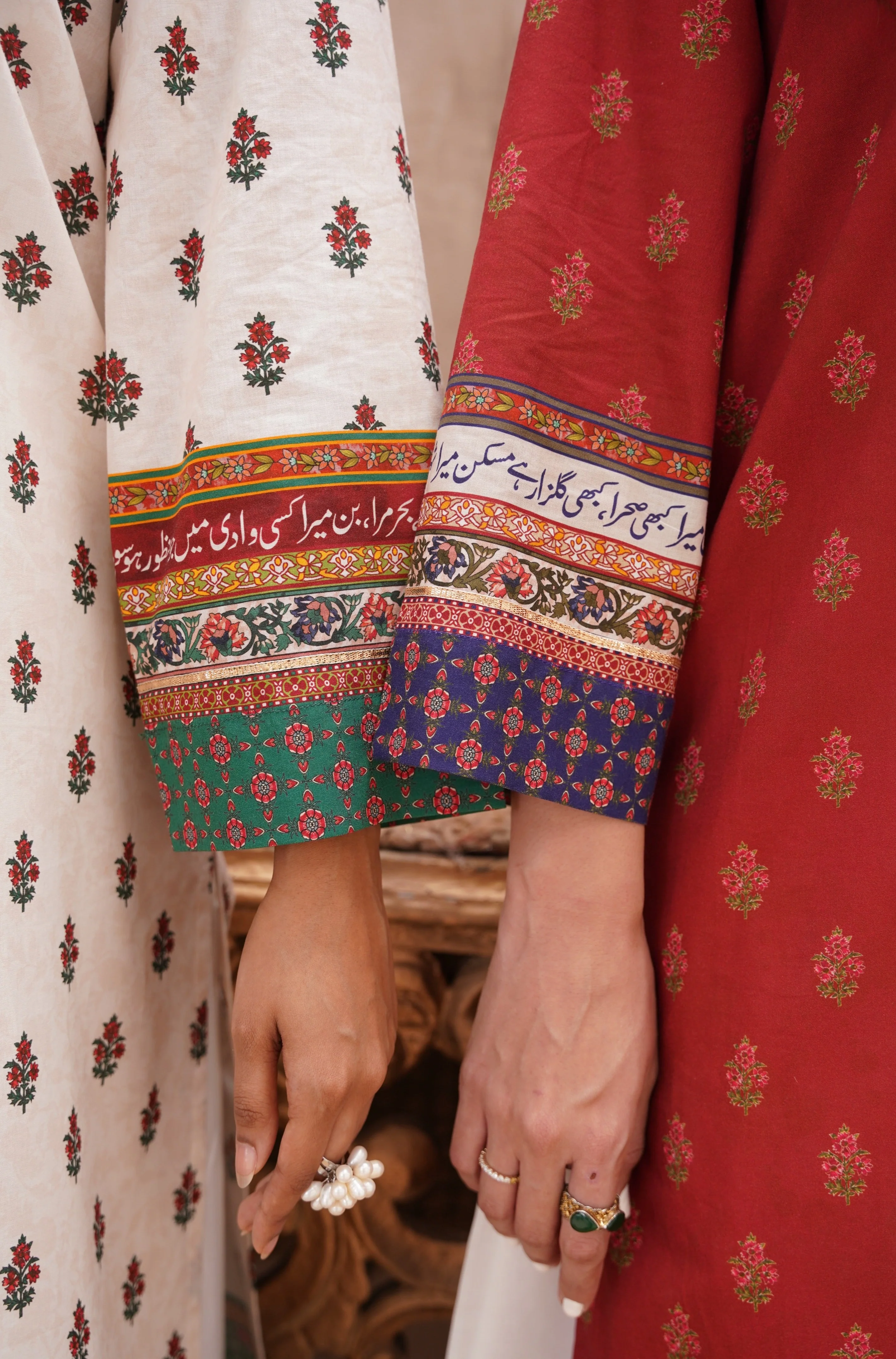 Fitrat Kurta - Off White & Green - Image 7