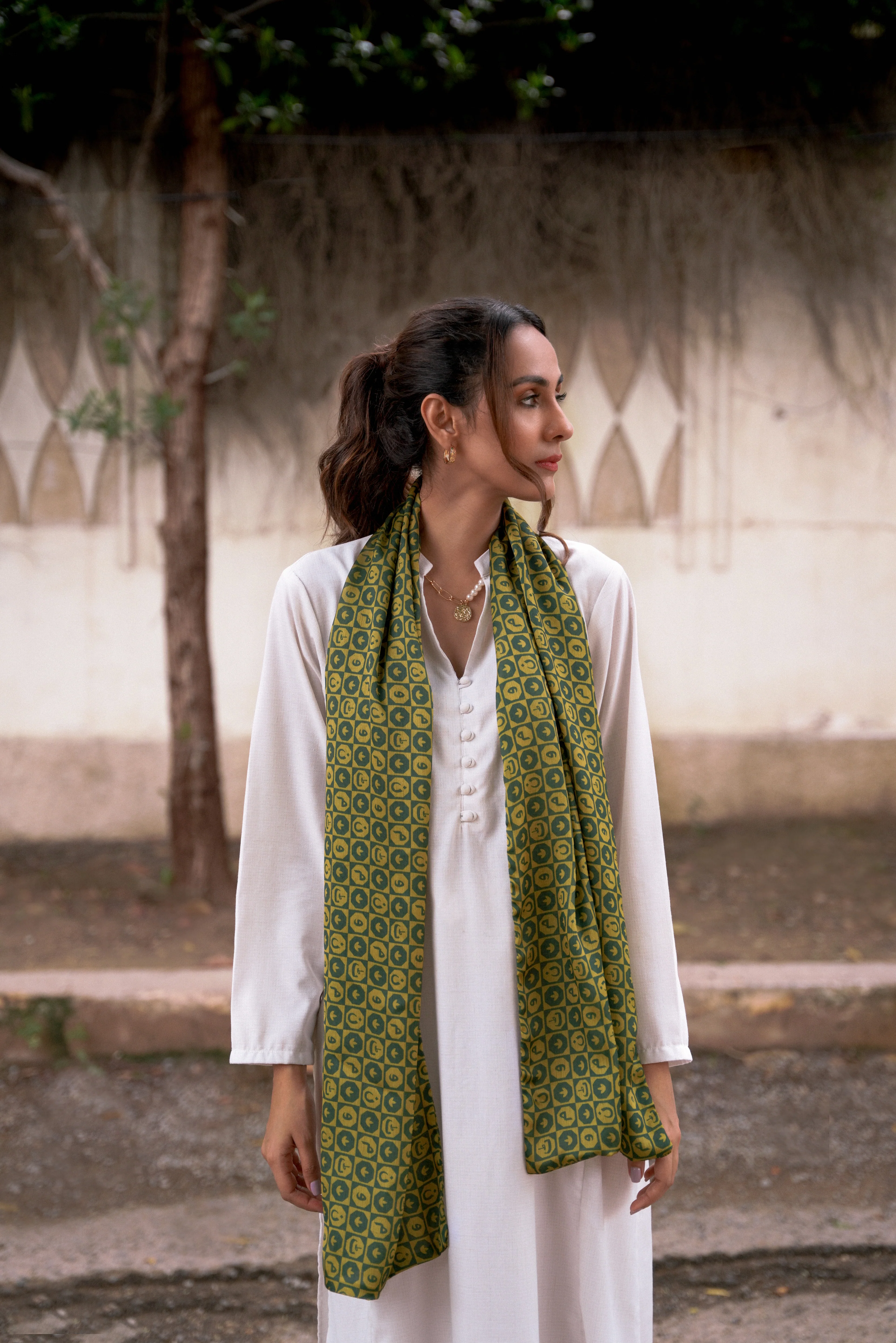 Green & Yellow - Manto Blocks Stole - Image 3