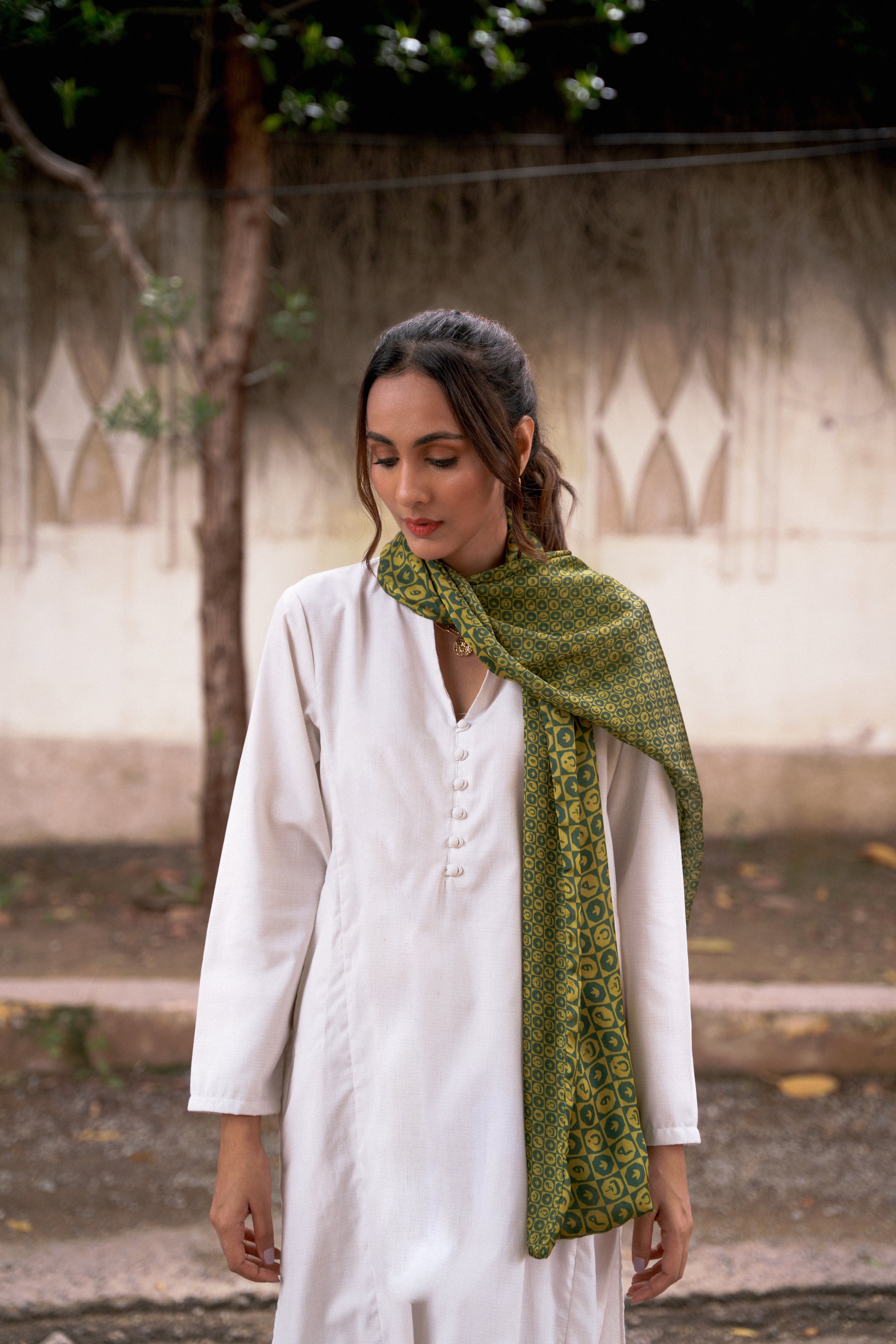 Green & Yellow - Manto Blocks Stole - Image 4