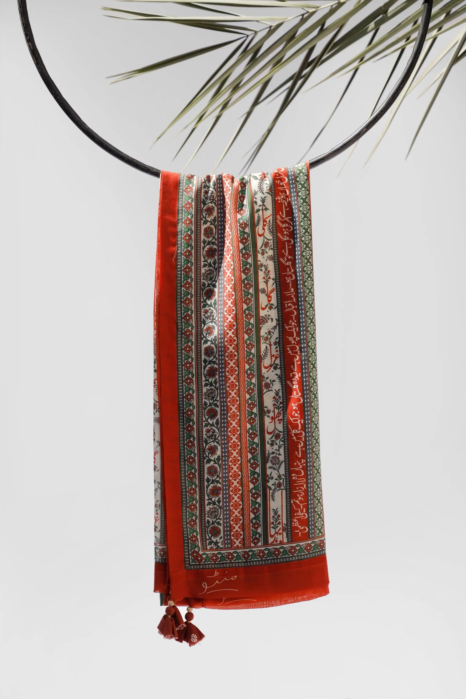 Gulistan Stripes Dupatta - Brick Red - Image 5