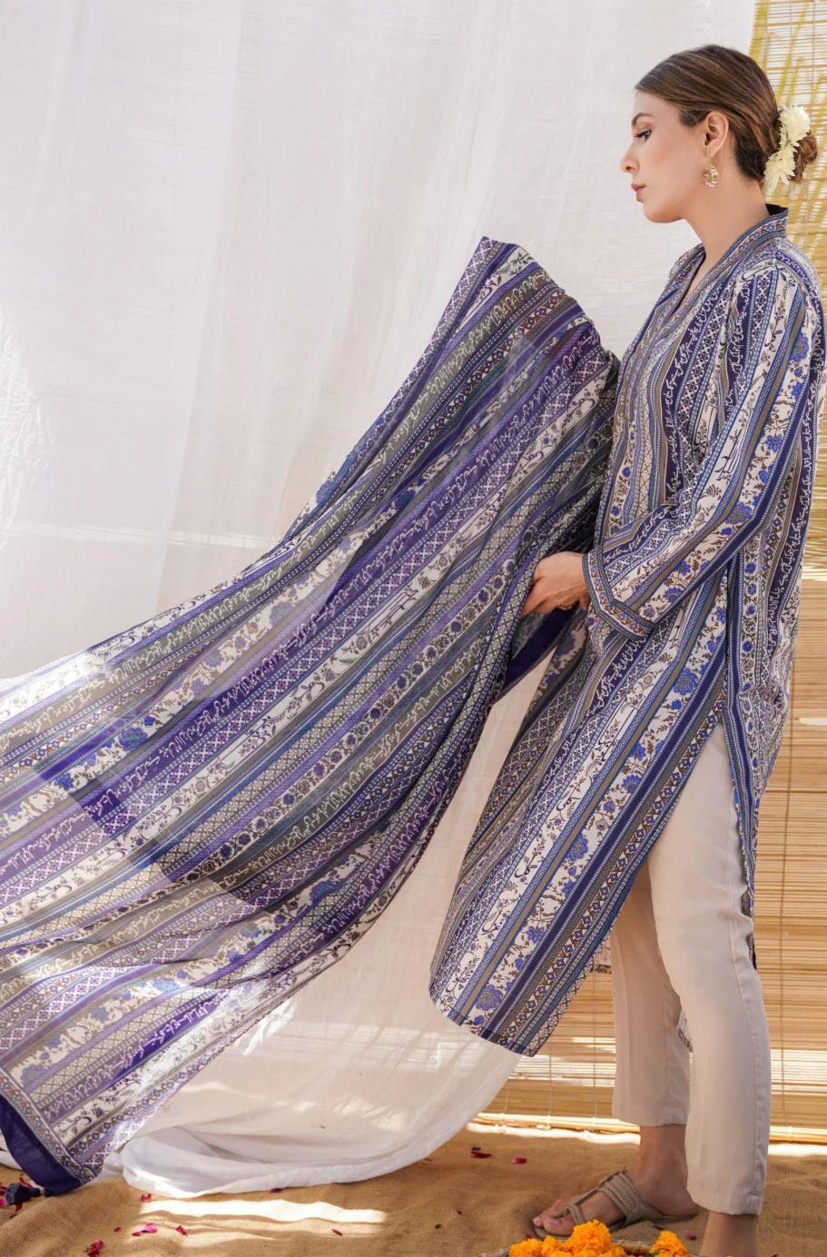 Gulistan Stripes Kurta - Blue - Image 3