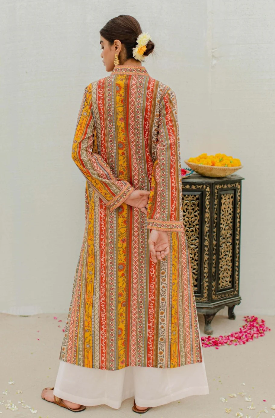 Gulistan Stripes Kurta - Mustard - Image 2