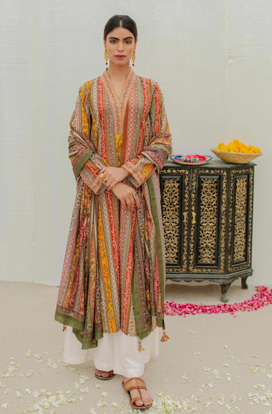 Gulistan Stripes Kurta - Mustard - Image 3