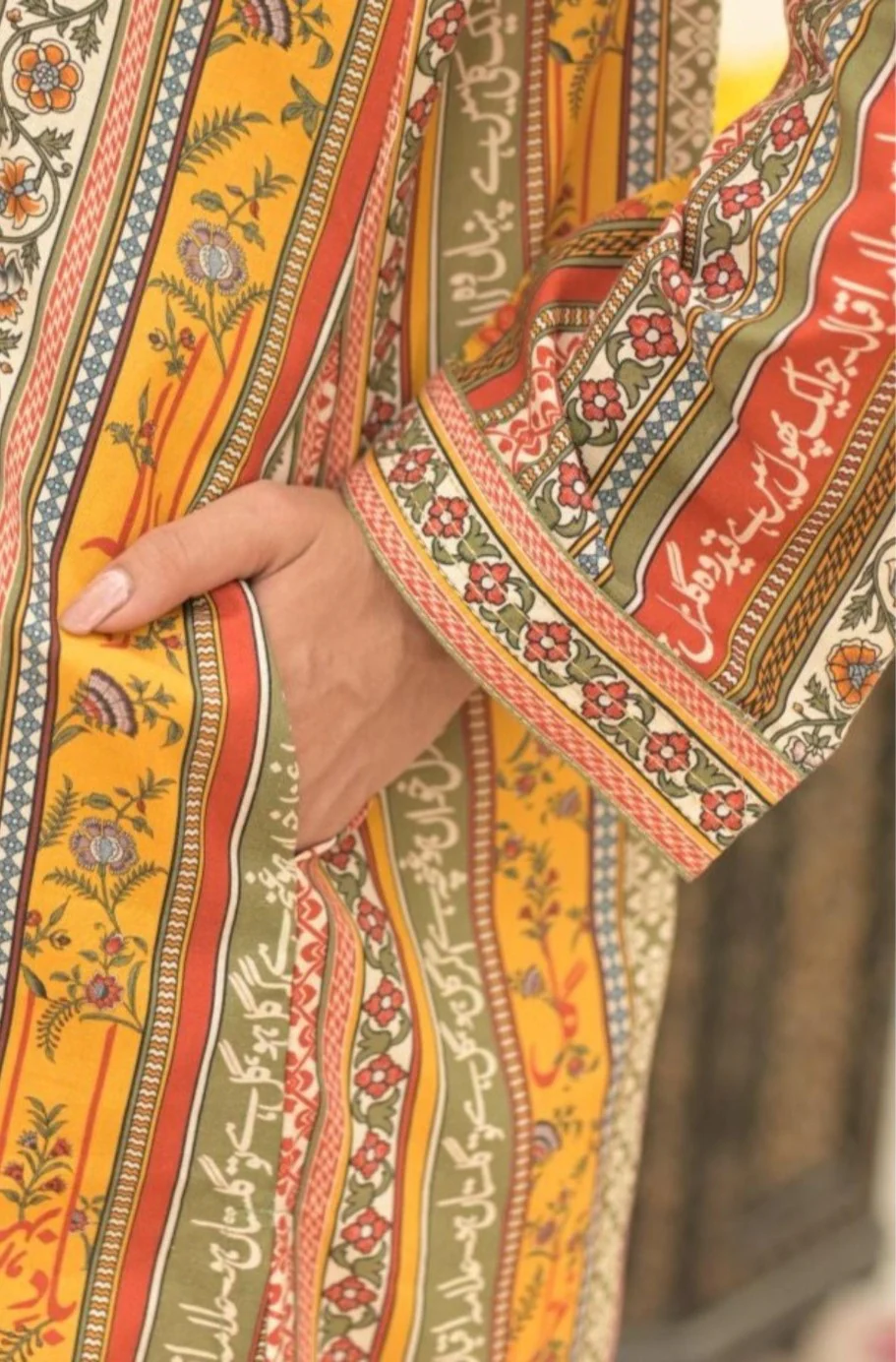 Gulistan Stripes Kurta - Mustard - Image 5