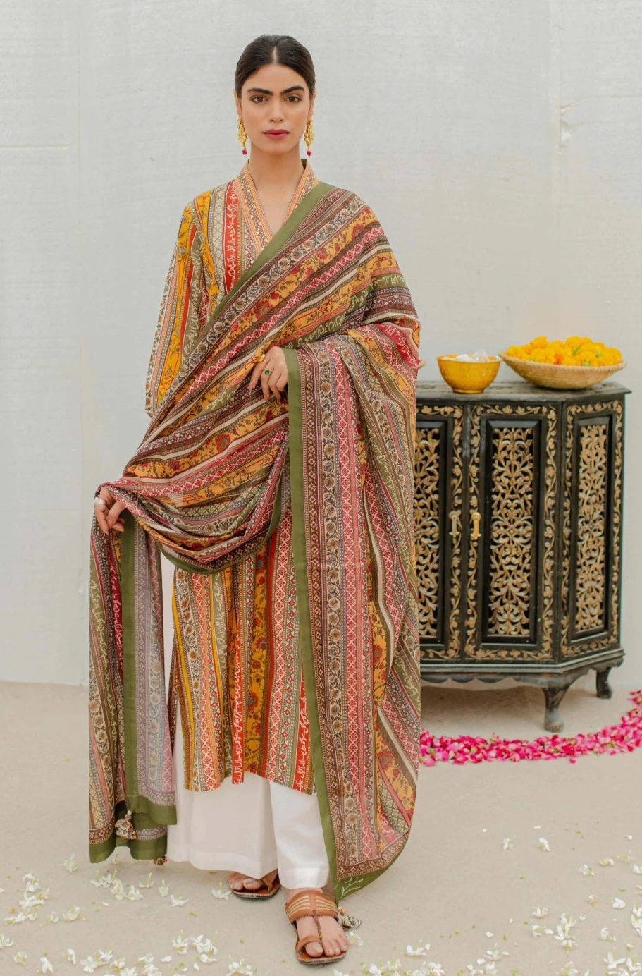Gulistan Stripes Kurta - Mustard - Image 7