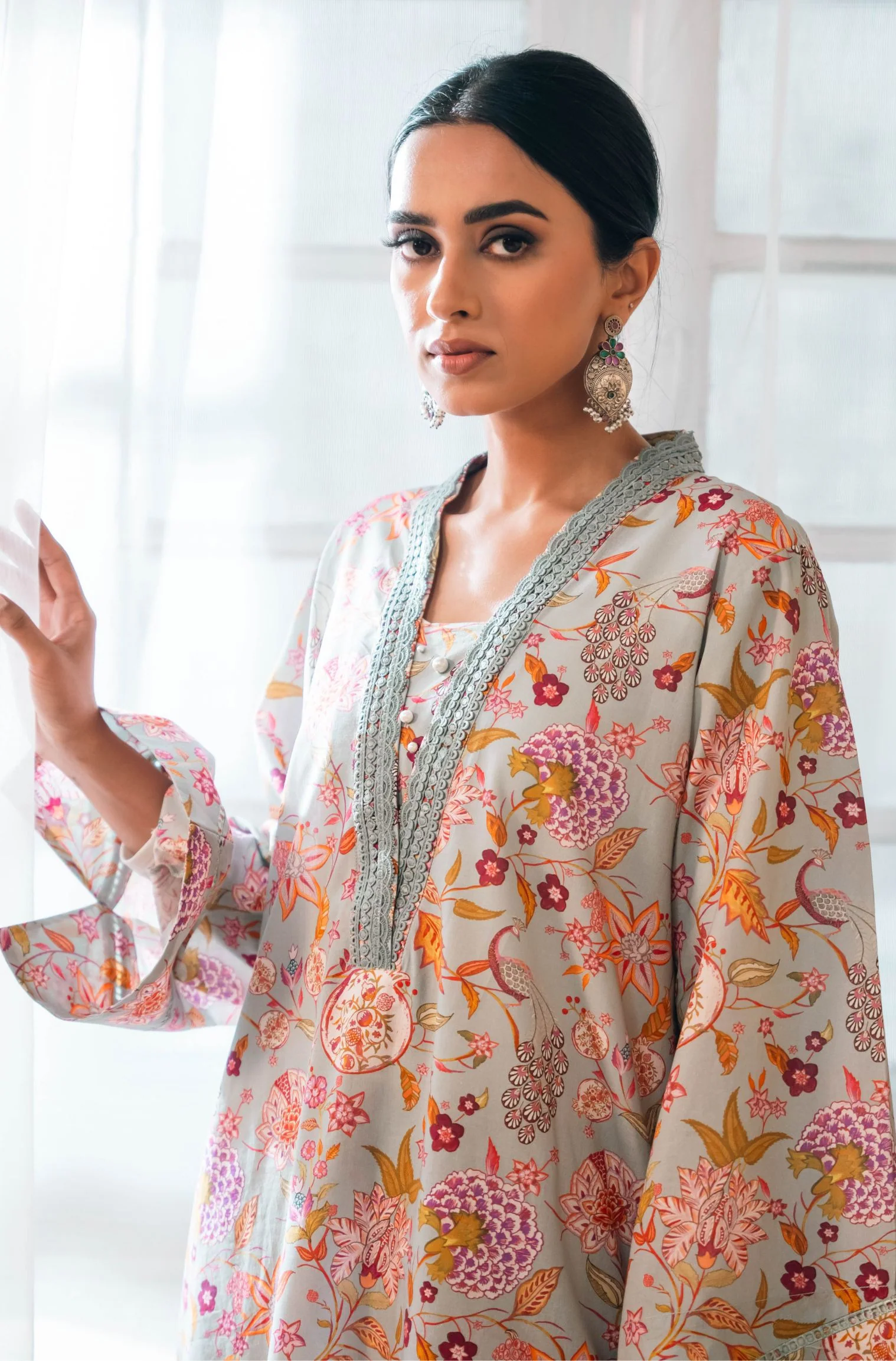 Gulnaar 3 Piece Set - Sage & Fuchsia - Image 3
