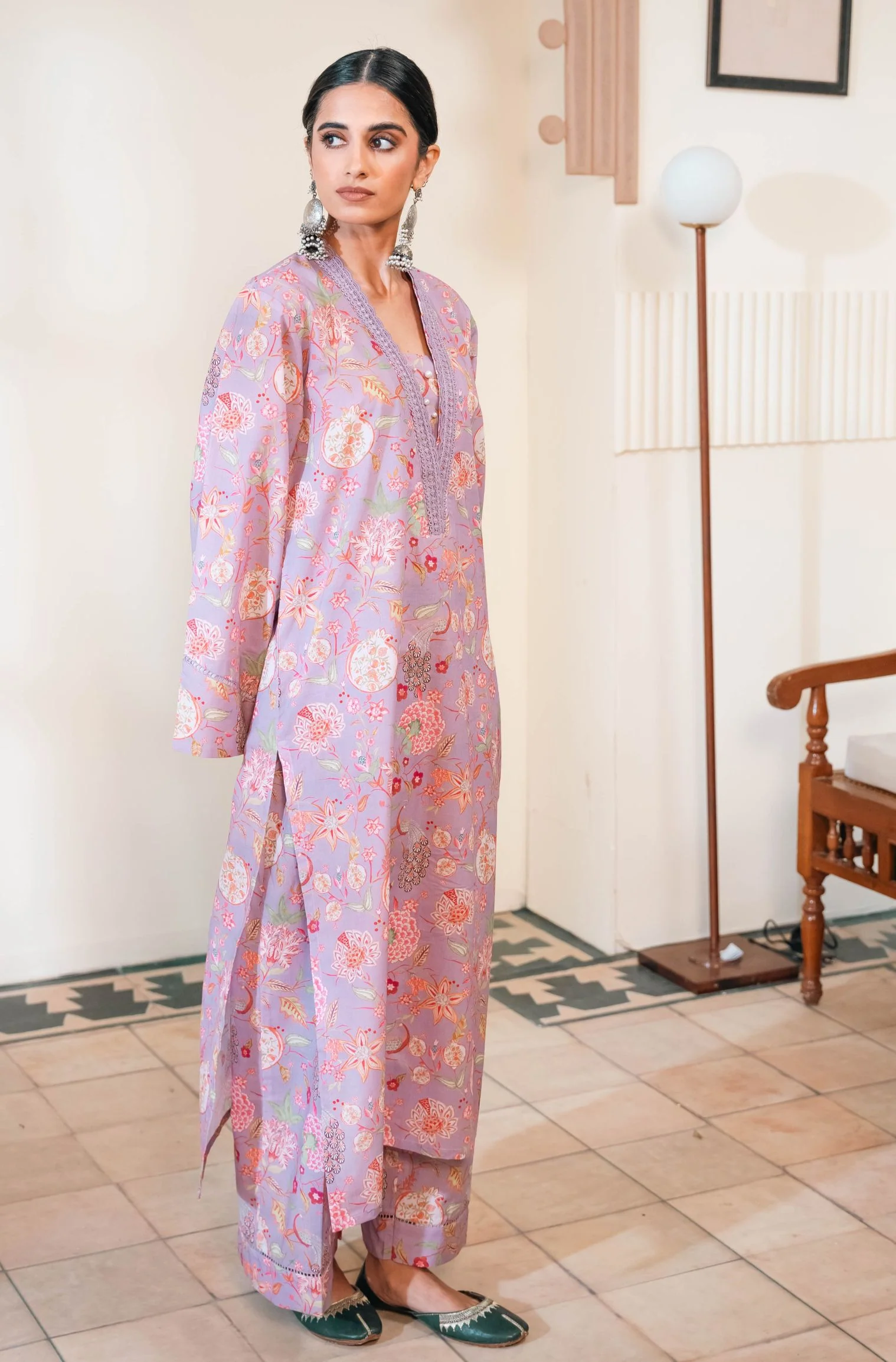 Gulnaar Co-Ord Set - Lilac & Green - Image 3