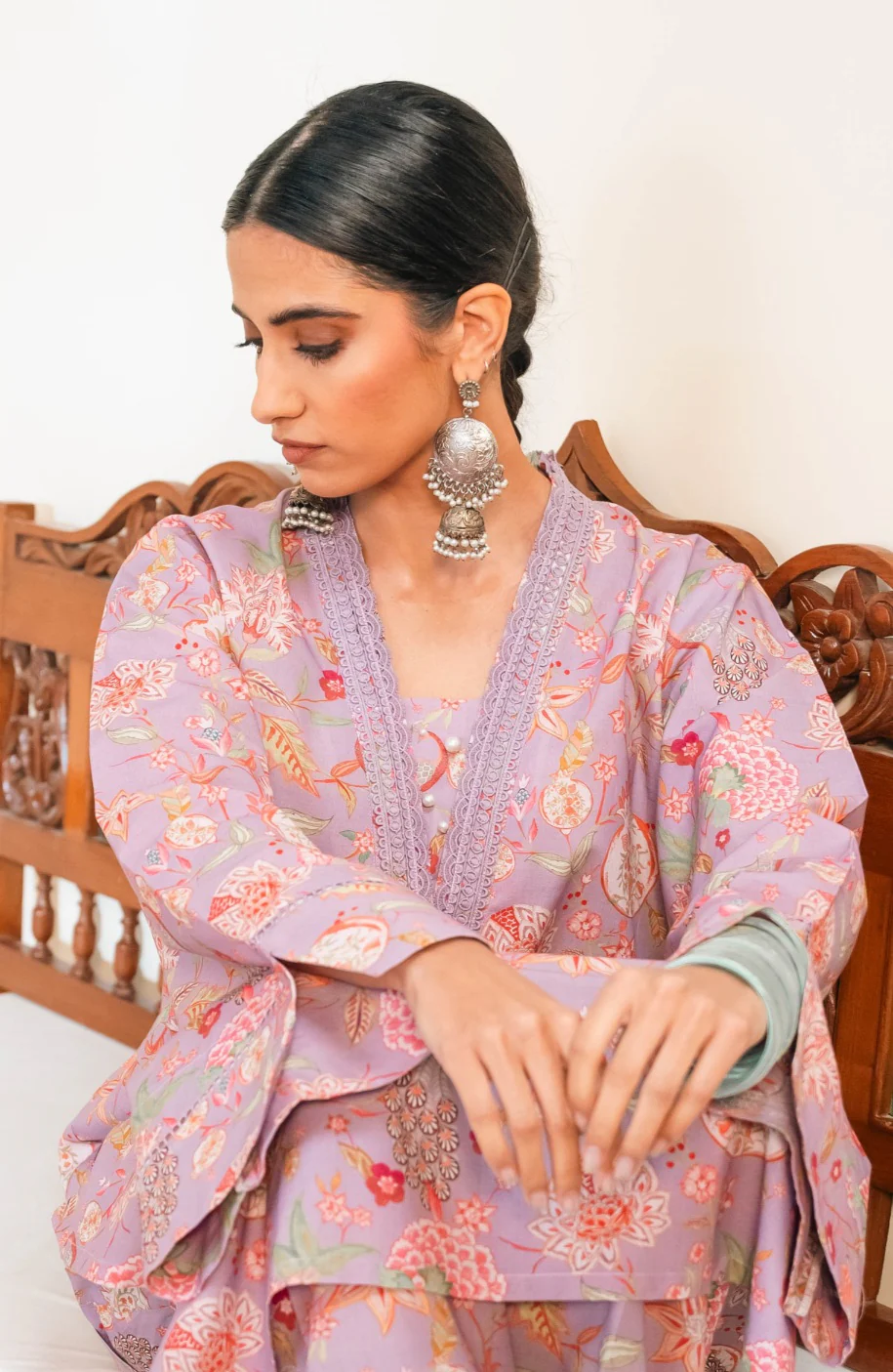 Gulnaar Kurta - Lilac & Green - Image 3