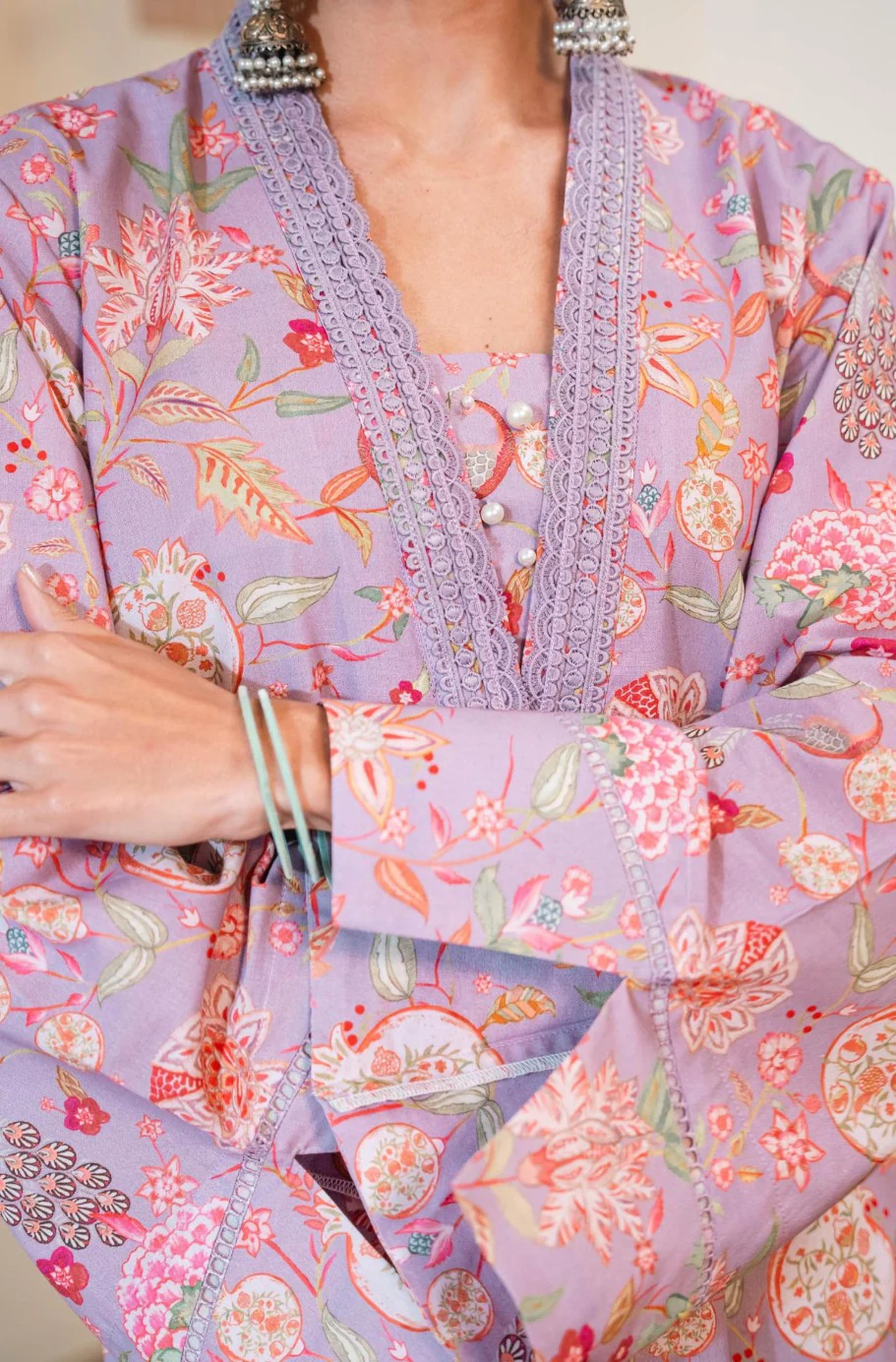 Gulnaar Kurta - Lilac & Green - Image 4