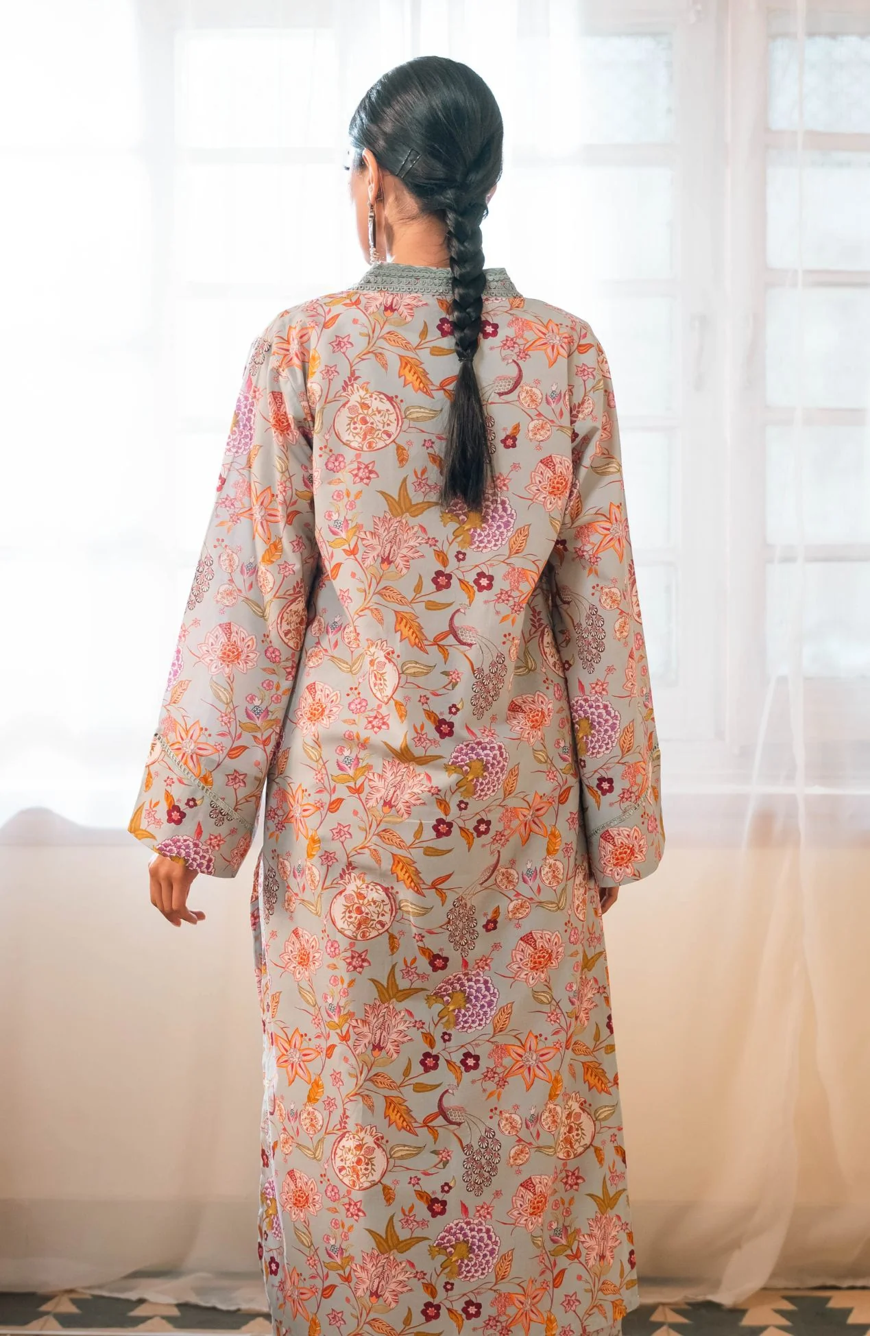 Gulnaar Kurta - Sage & Fuchsia - Image 3