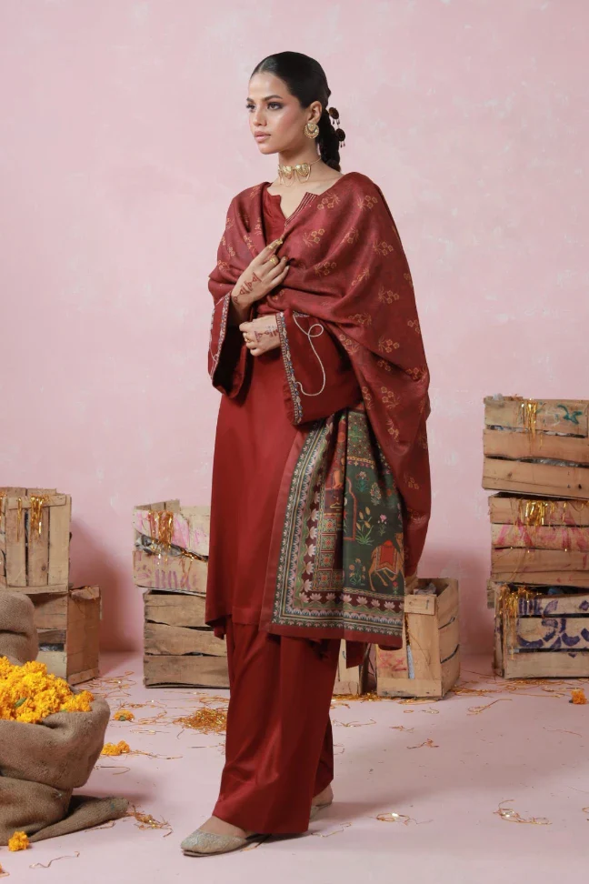 Gulposh Shawl - Maroon - Image 3
