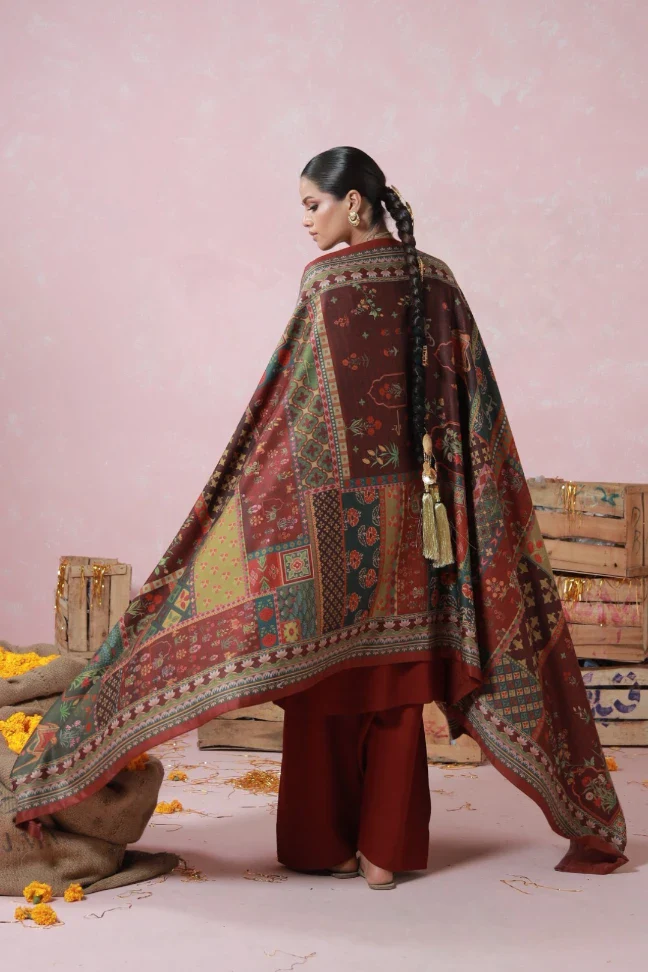 Gulposh Shawl - Maroon - Image 4
