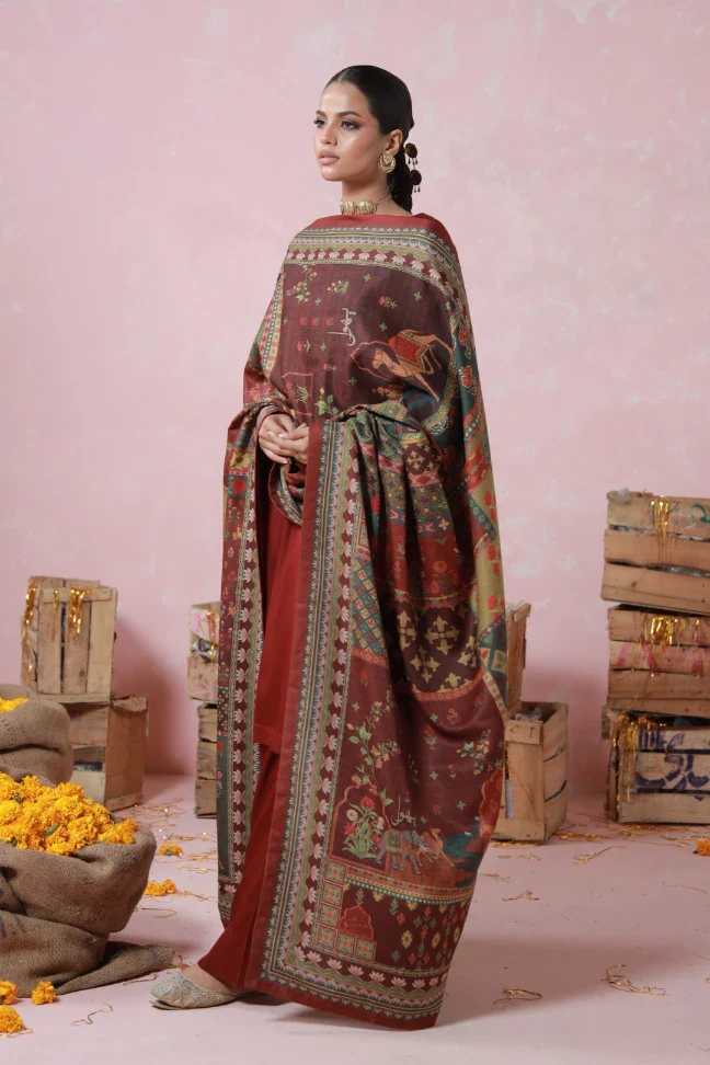 Gulposh Shawl - Maroon - Image 5