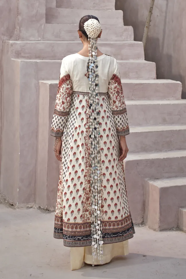 Gulraiz Anarkali Set - Off White - Image 5