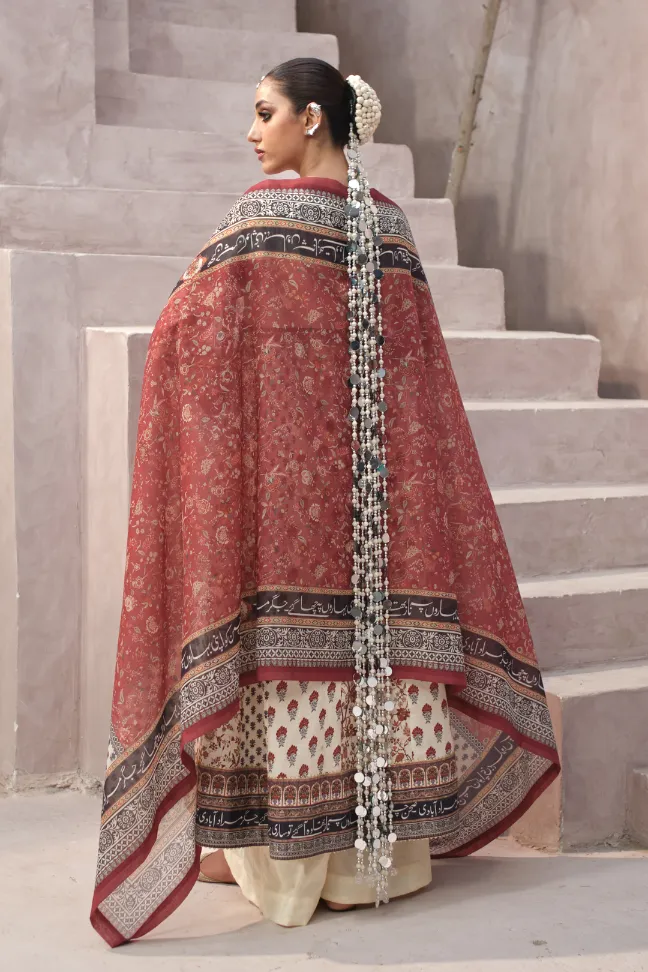 Gulraiz Anarkali Set - Off White - Image 8