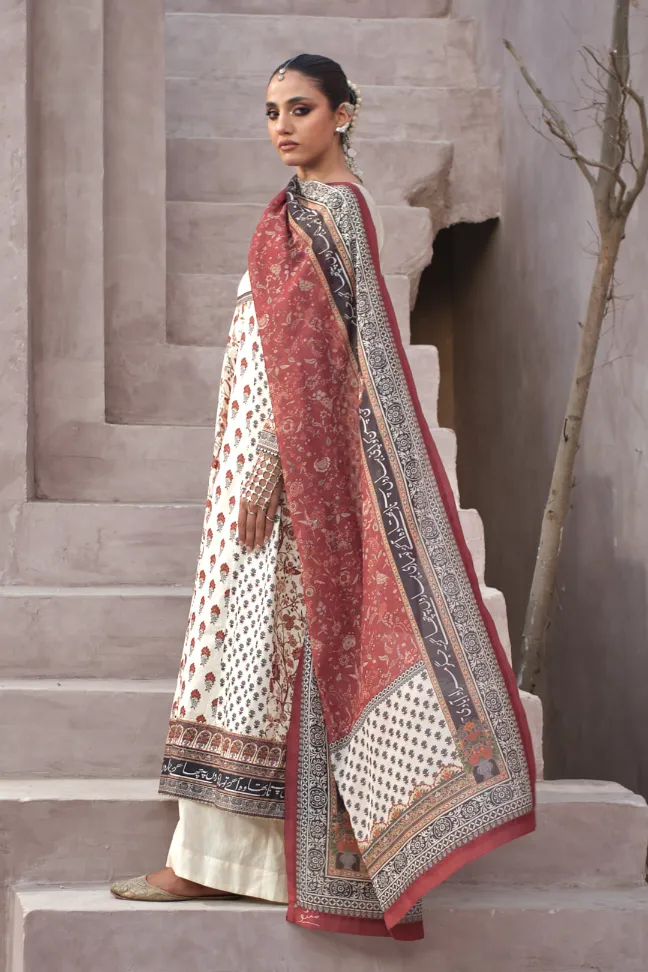 Gulraiz Anarkali Set - Off White - Image 4