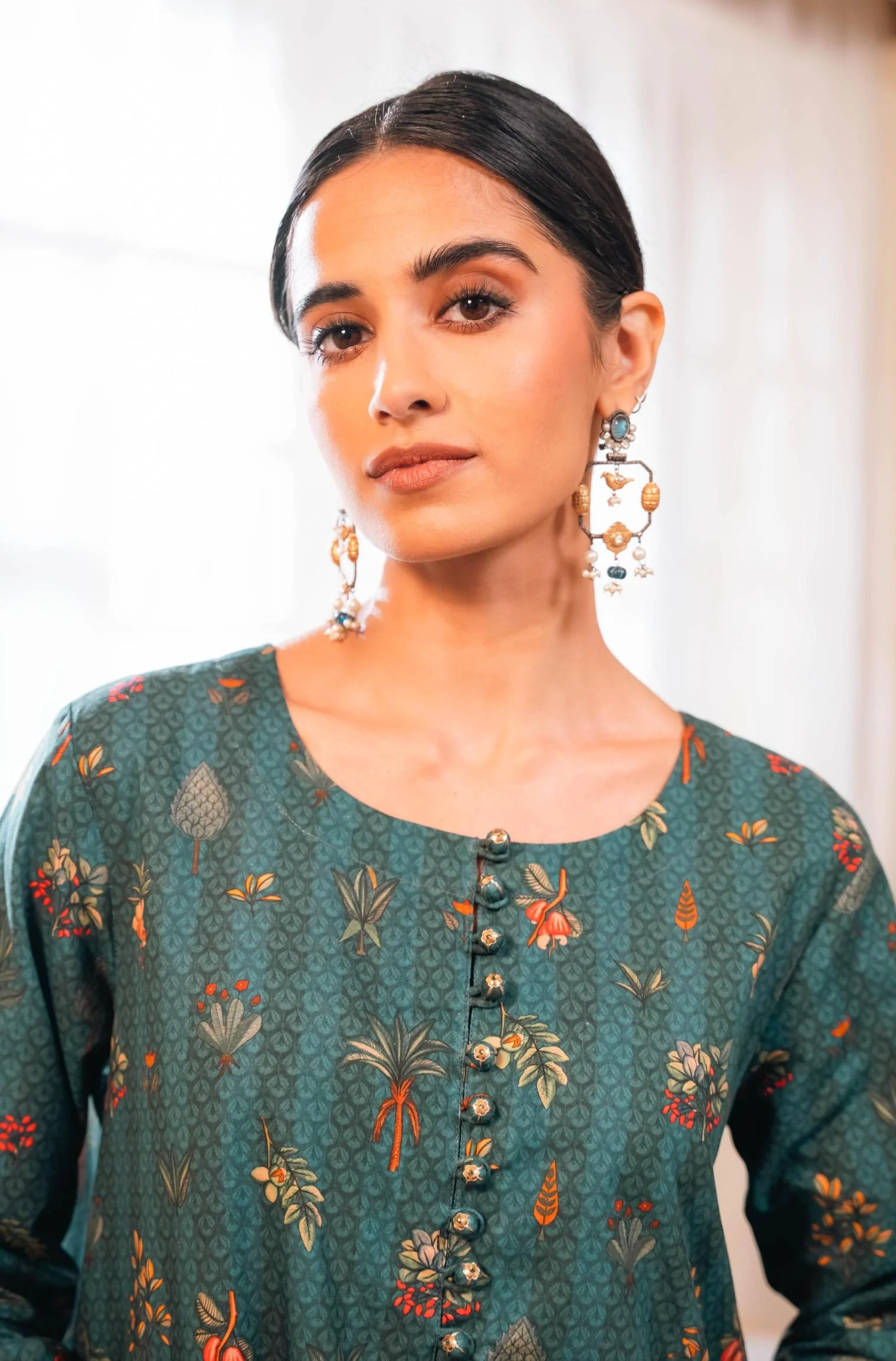 Gulzar Co-ord Set - Teal - Image 5