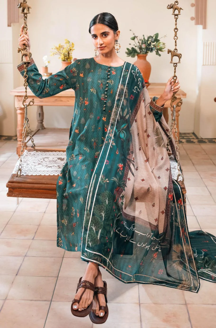 Gulzar Co-ord Set - Teal - Image 6