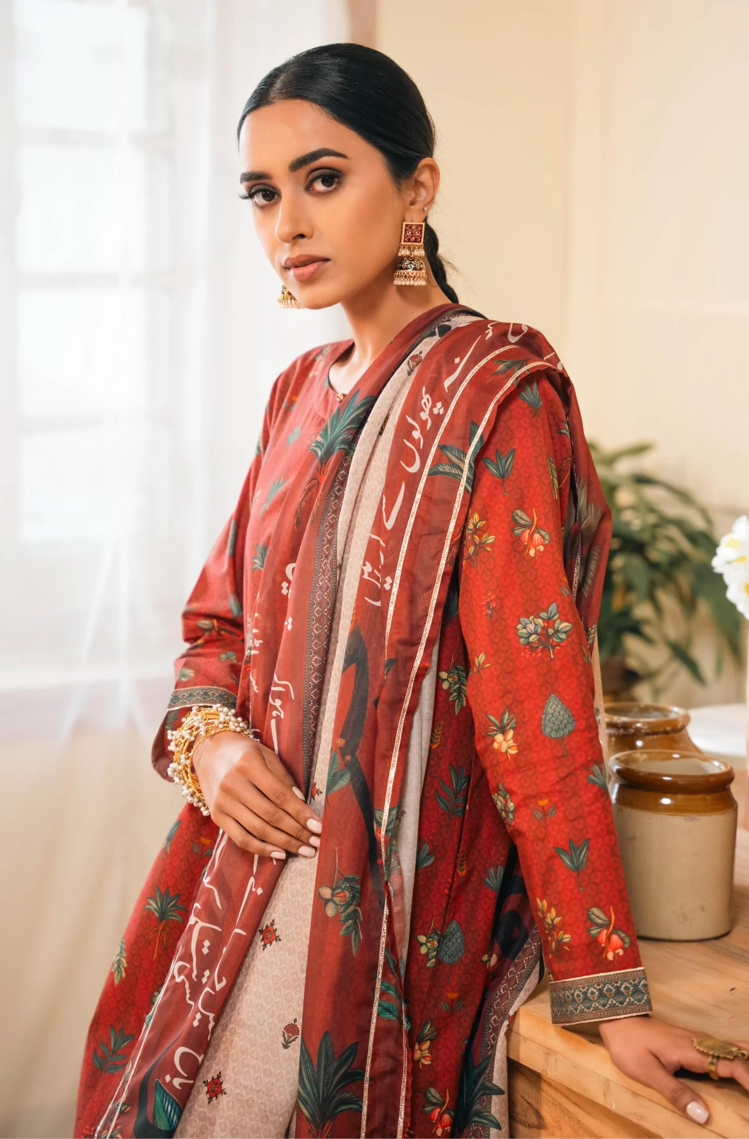 Gulzar Dupatta - Maroon