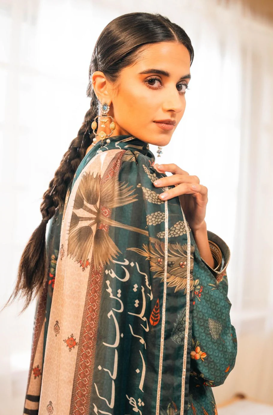 Gulzar Dupatta - Teal - Image 4