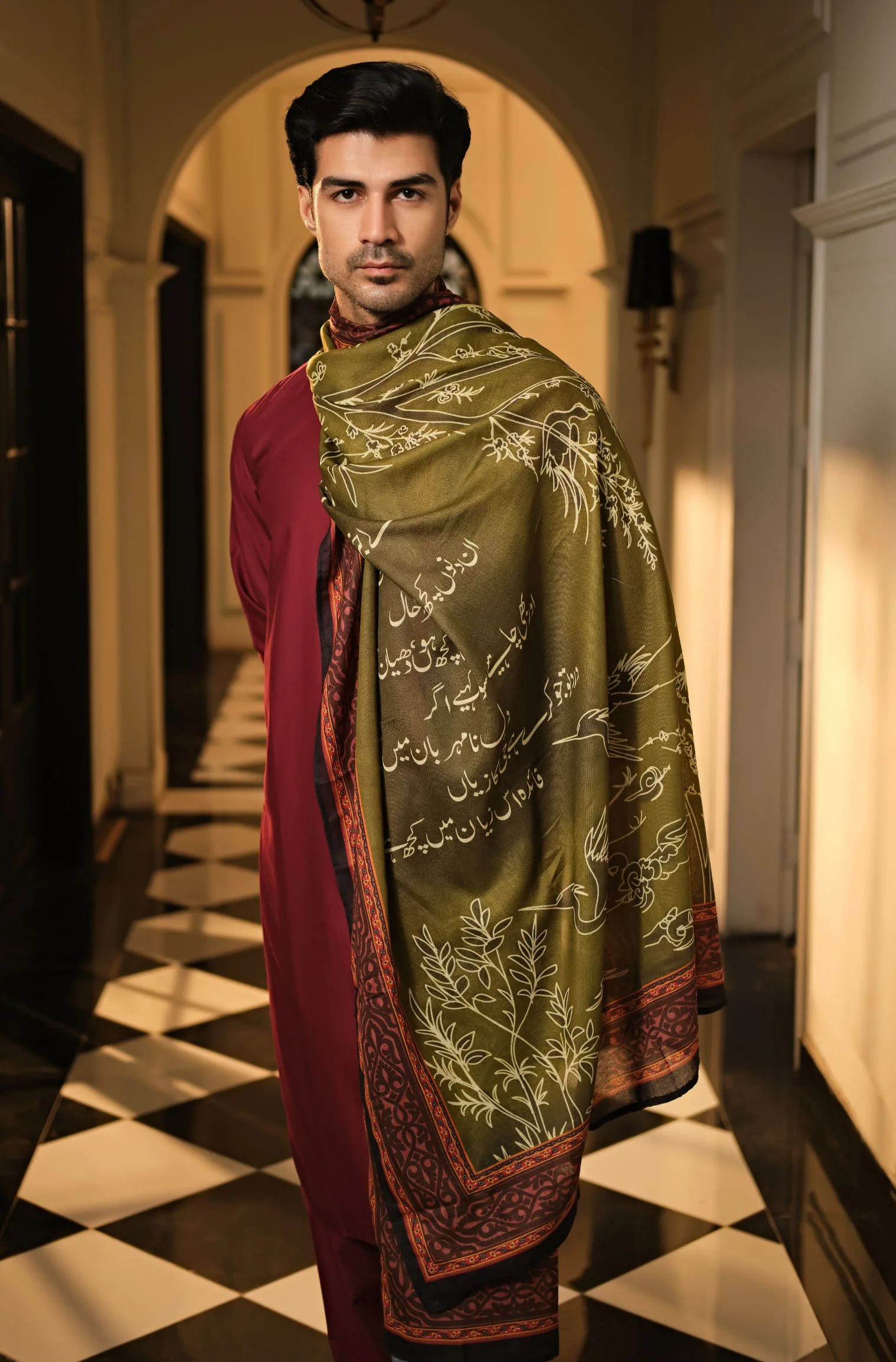 Gumaan Odhni - Shaded Olive Green - Image 2