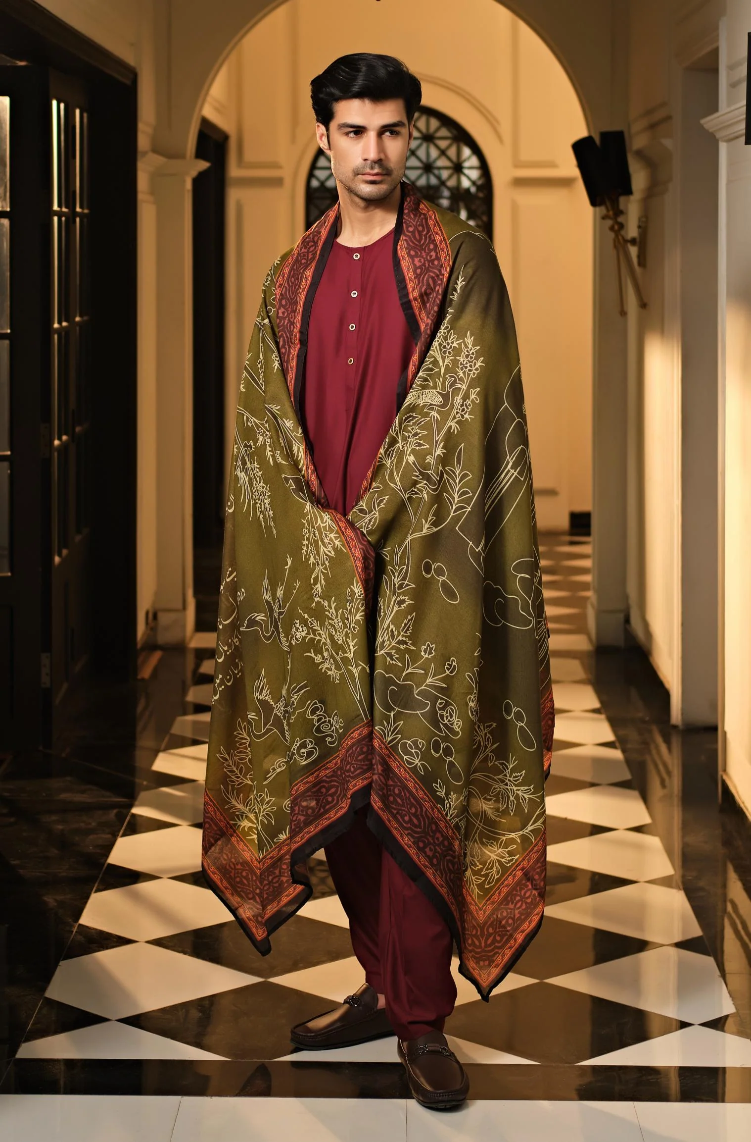 Gumaan Odhni - Shaded Olive Green - Image 4