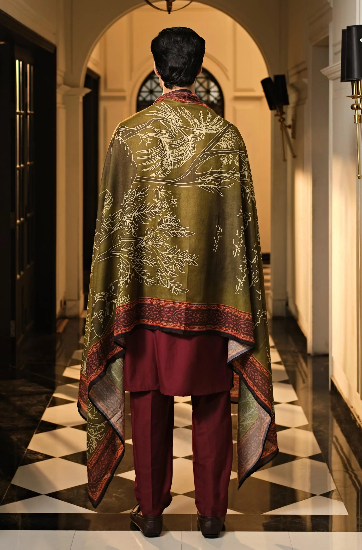 Gumaan Odhni - Shaded Olive Green - Image 5