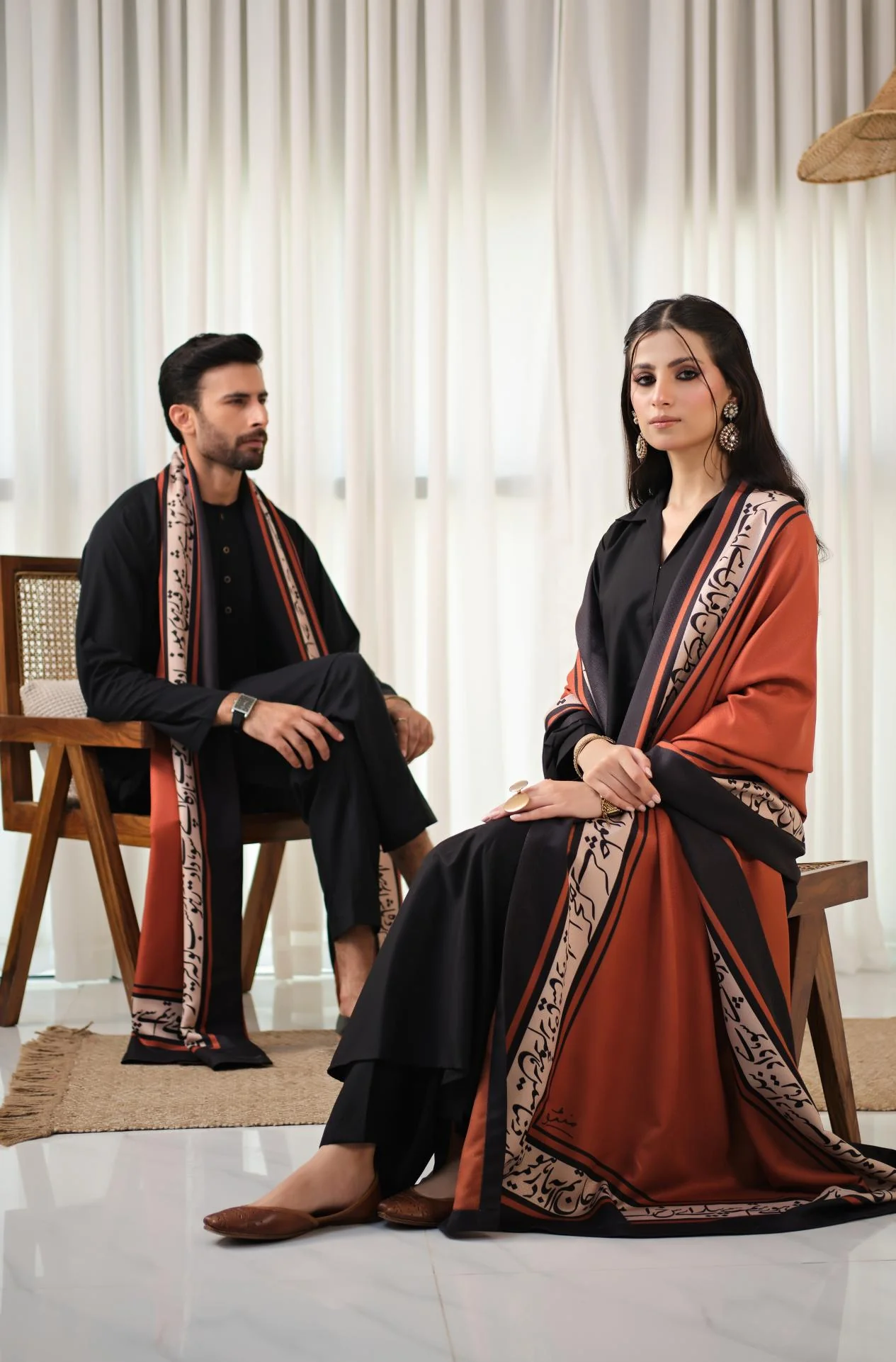 Hayaat Shawl - Rustic Orange