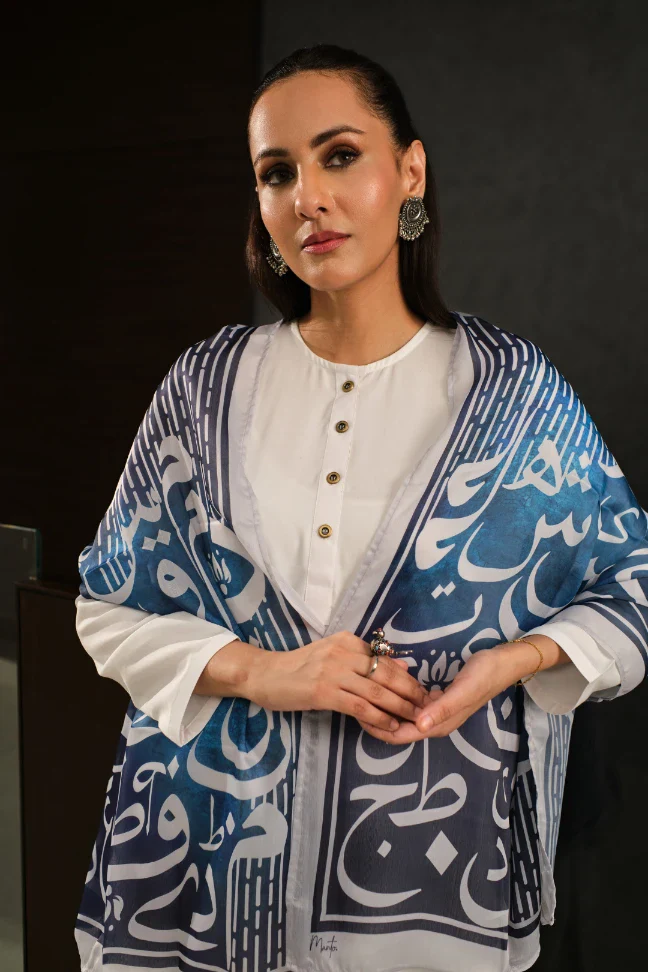 Huroof Scarf - Shaded Blue - Image 2