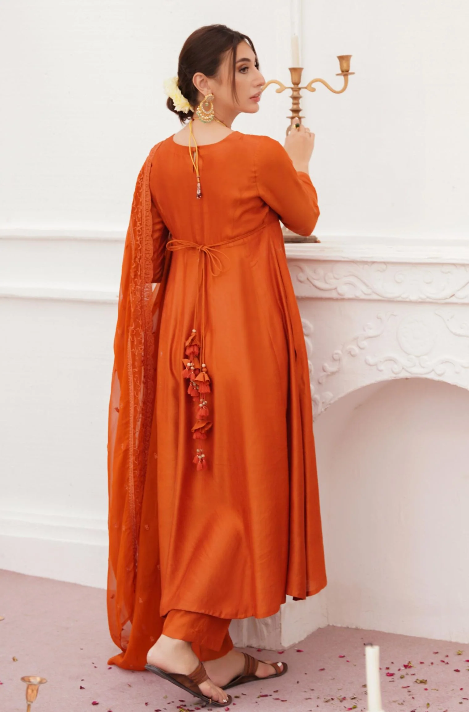 Jahaan Anarkali Set - Burnt Orange - Image 10