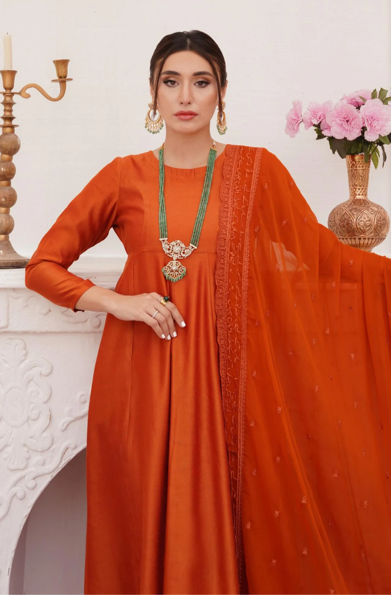 Jahaan Anarkali Set - Burnt Orange - Image 11