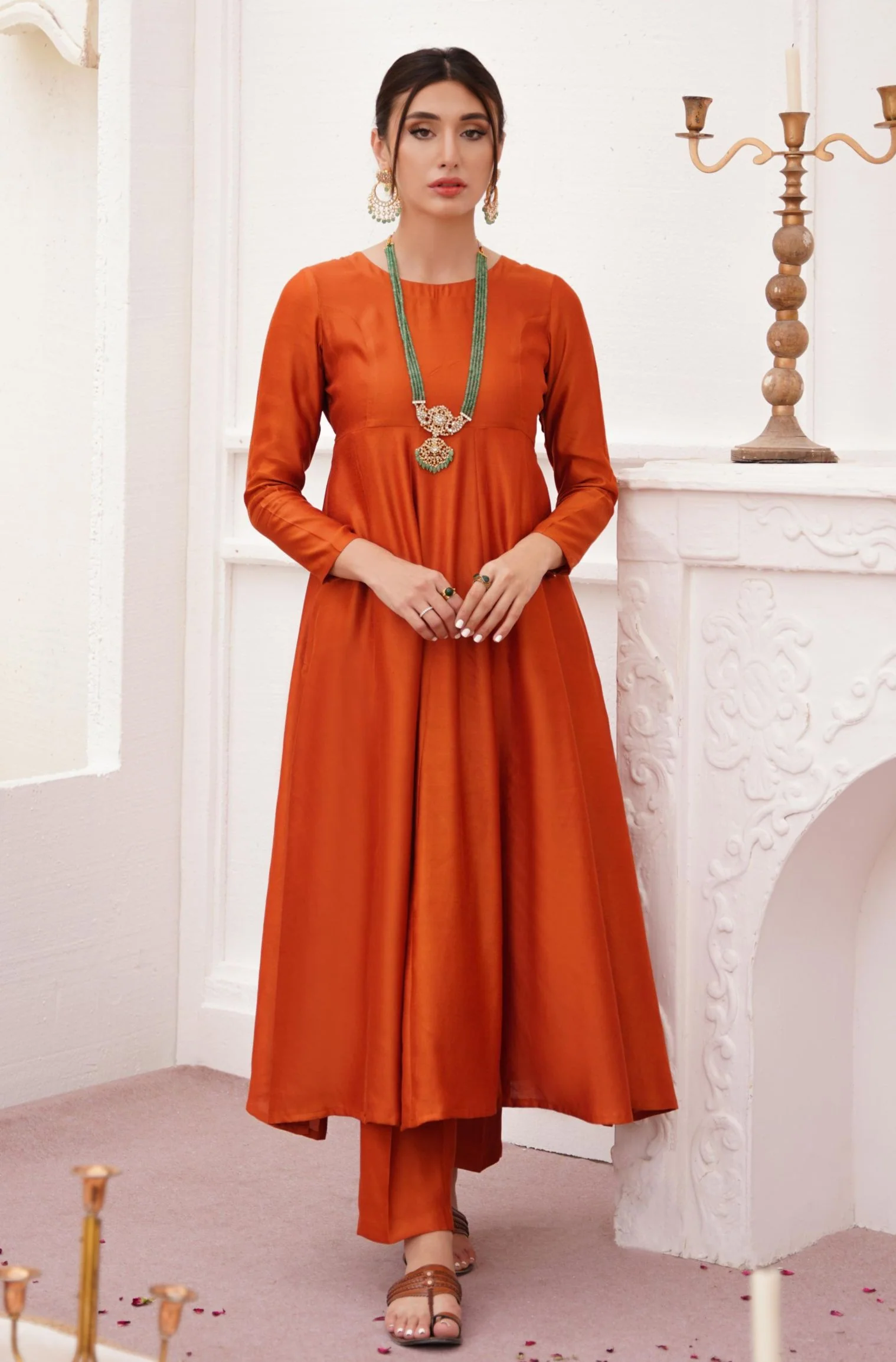 Jahaan Anarkali Set - Burnt Orange - Image 5