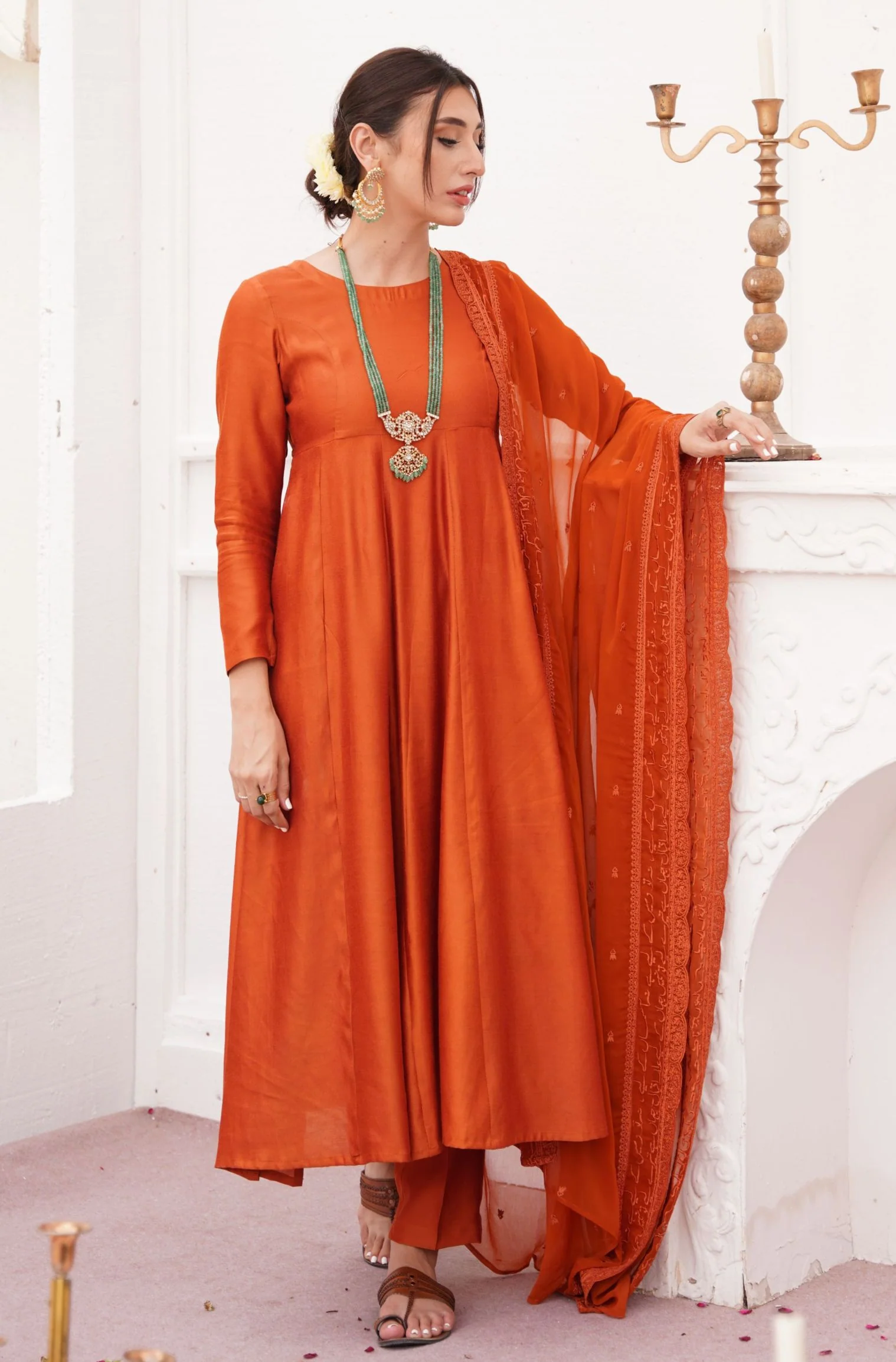 Jahaan Anarkali Set - Burnt Orange - Image 8