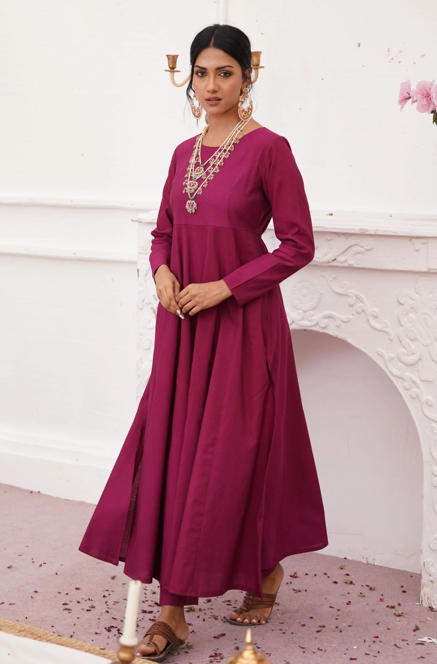 Jahaan Anarkali Set - Wine Red - Image 3
